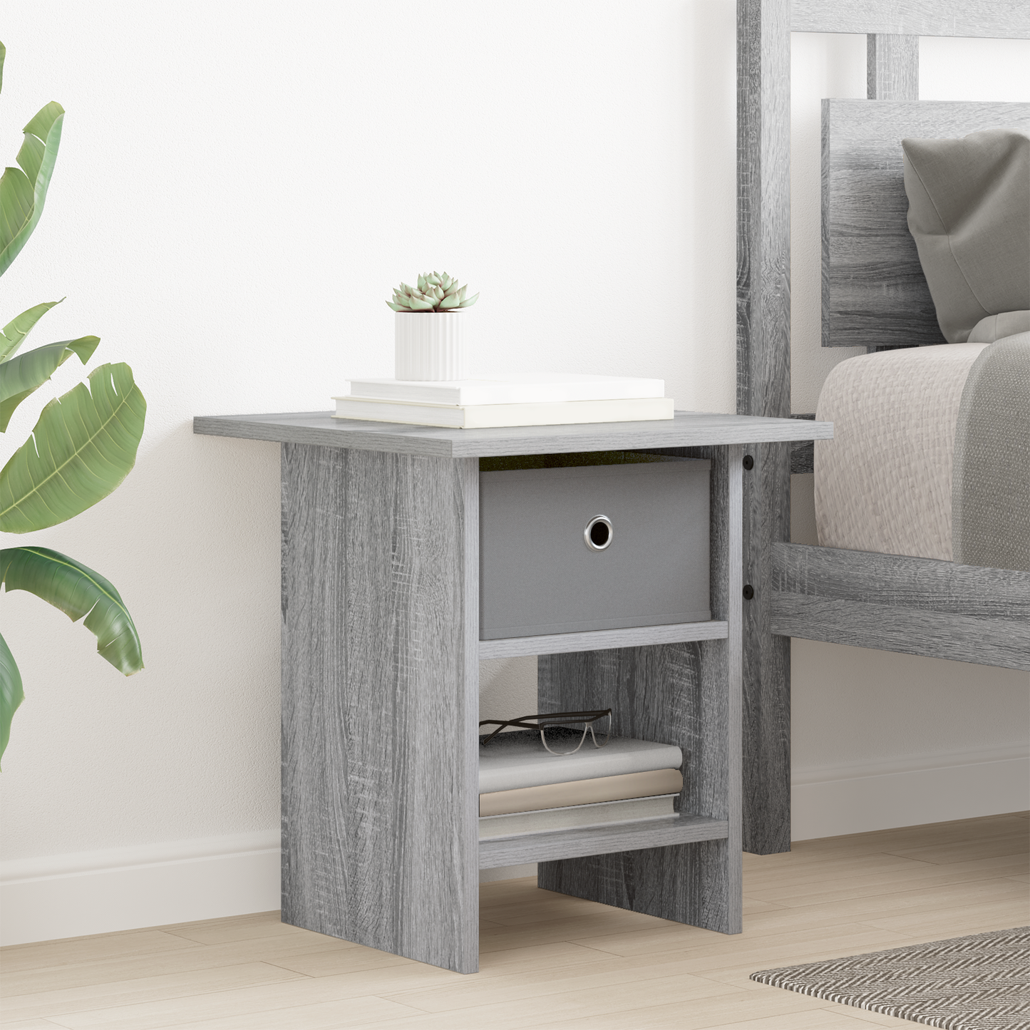 Bedside Table Grey Sonoma 41 x 40 x 45 cm Engineered Wood