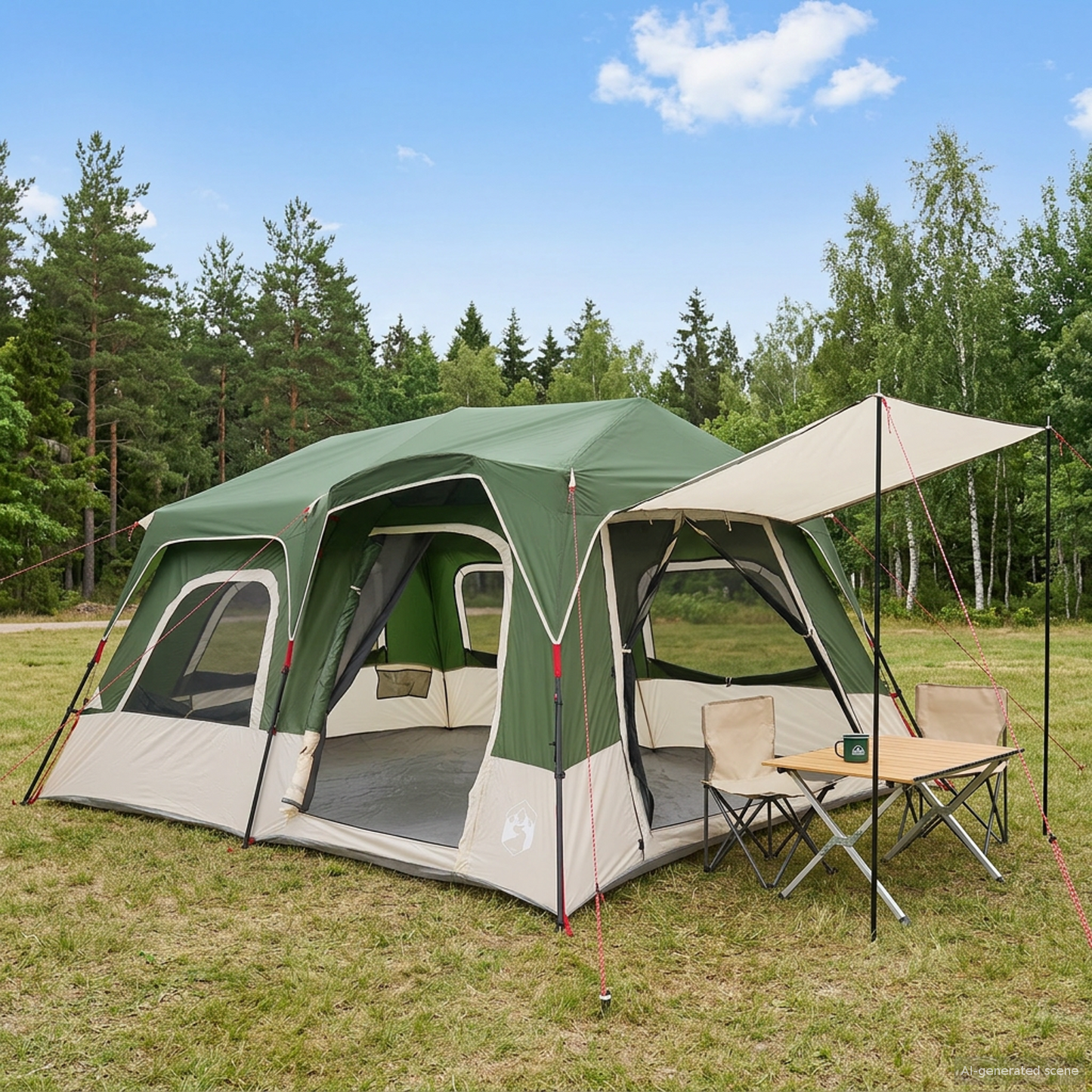 Instant Tent Green 8-Person 185T Polyester with PU Coating