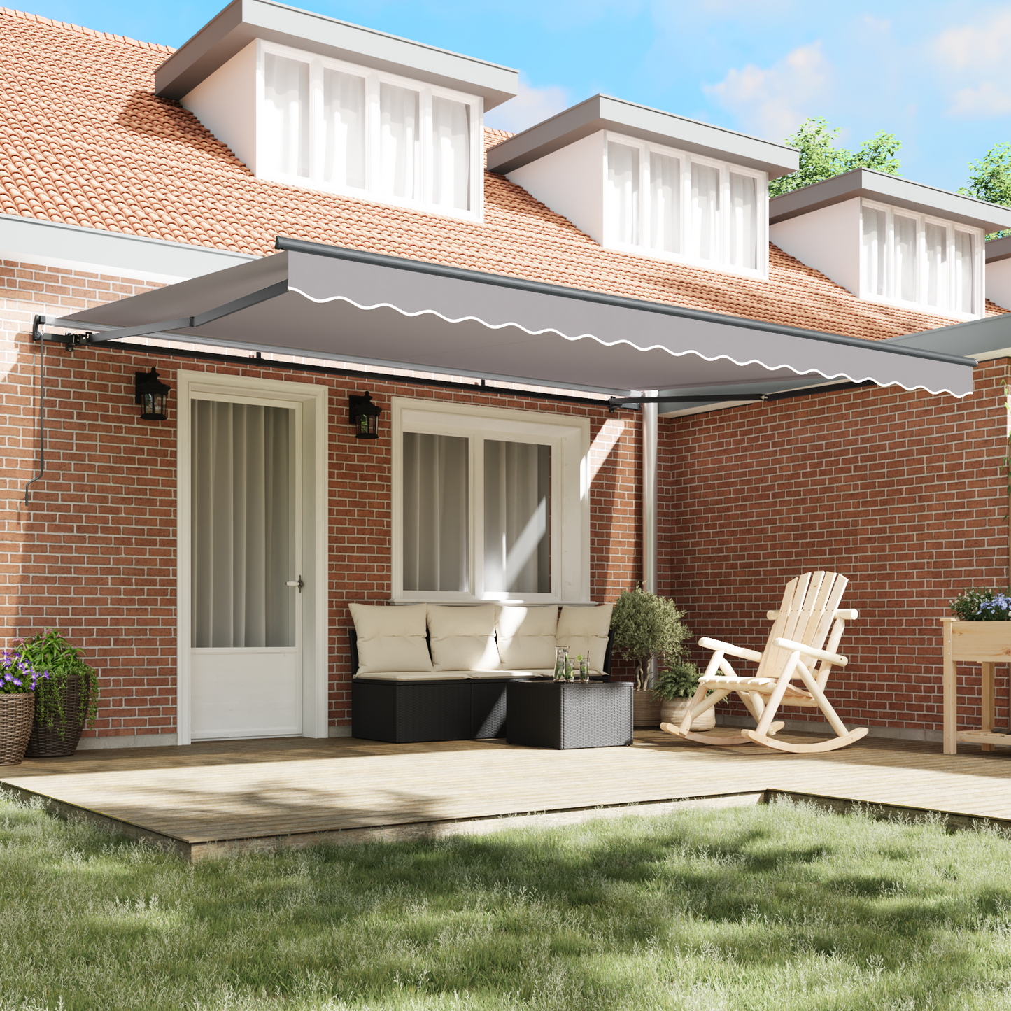 Retractable Awning Light Grey 450 x 300 cm