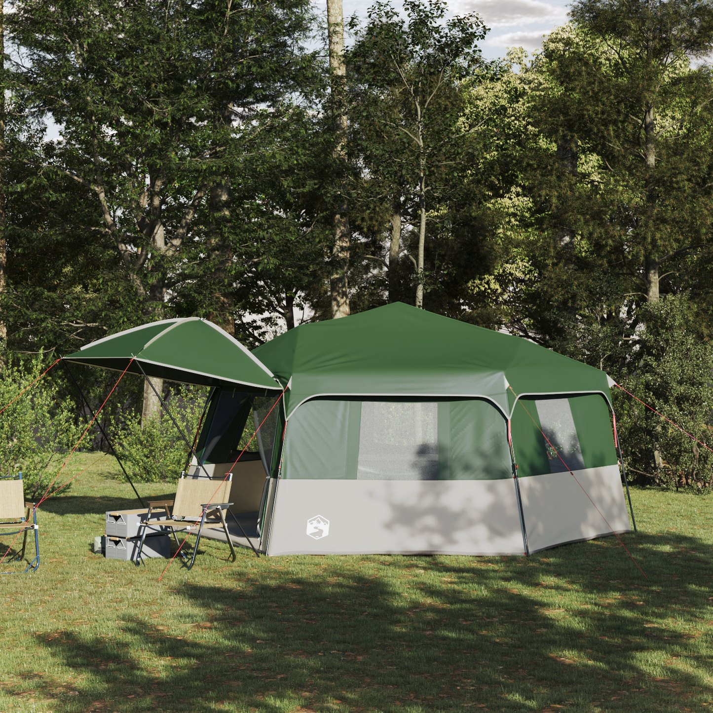 Instant Tent with Rainfly 12-Person Quick-Release Green