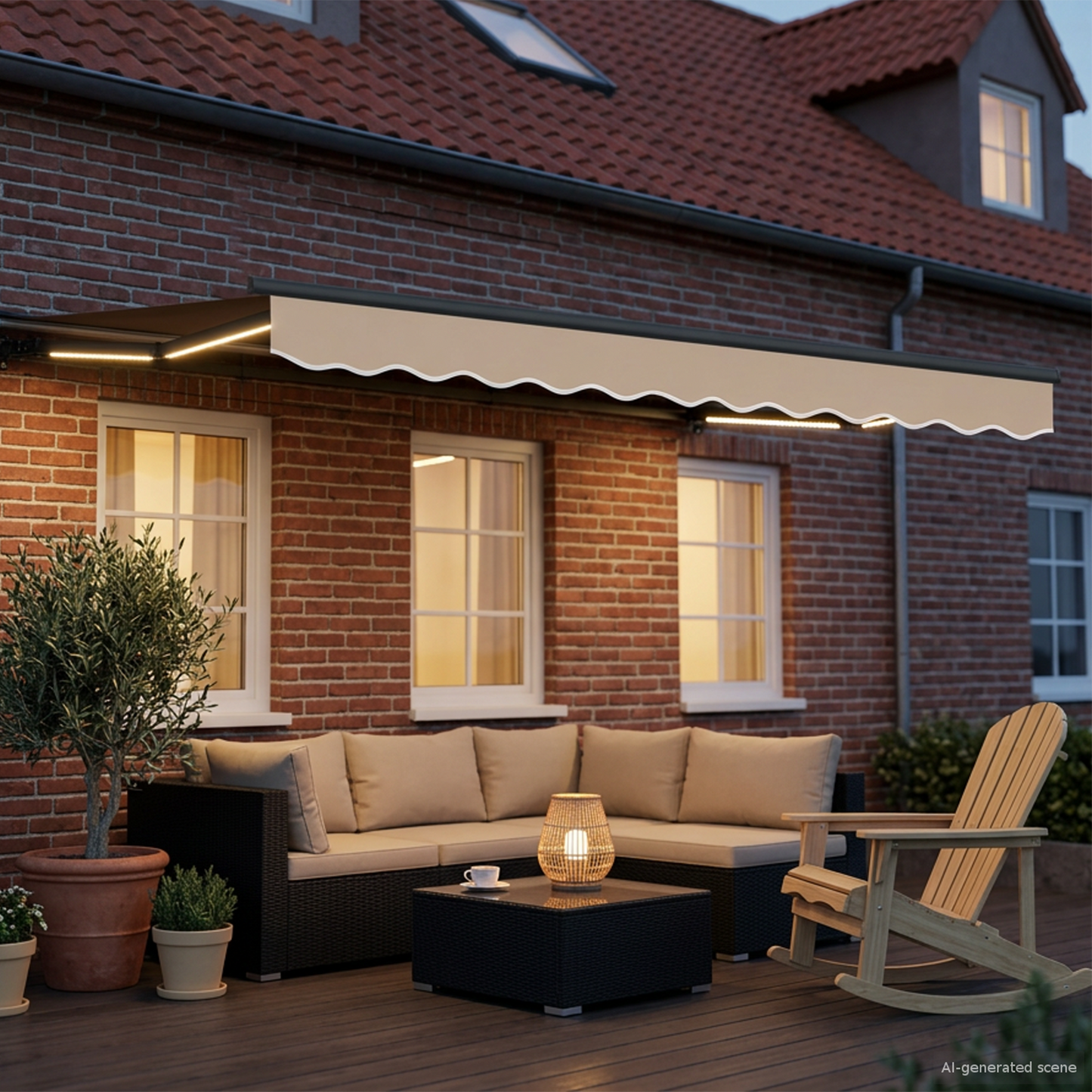 Beige and Anthracite 3.5 x 2.5 m Polyester with PU coating