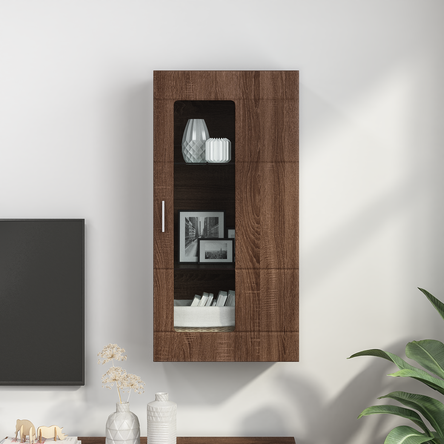 Wooden Cabinet Brown Oak Engineered Wood