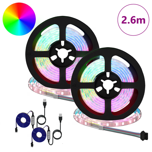 LED Strip 2 pcs Black and Transparent Copper and Plastic