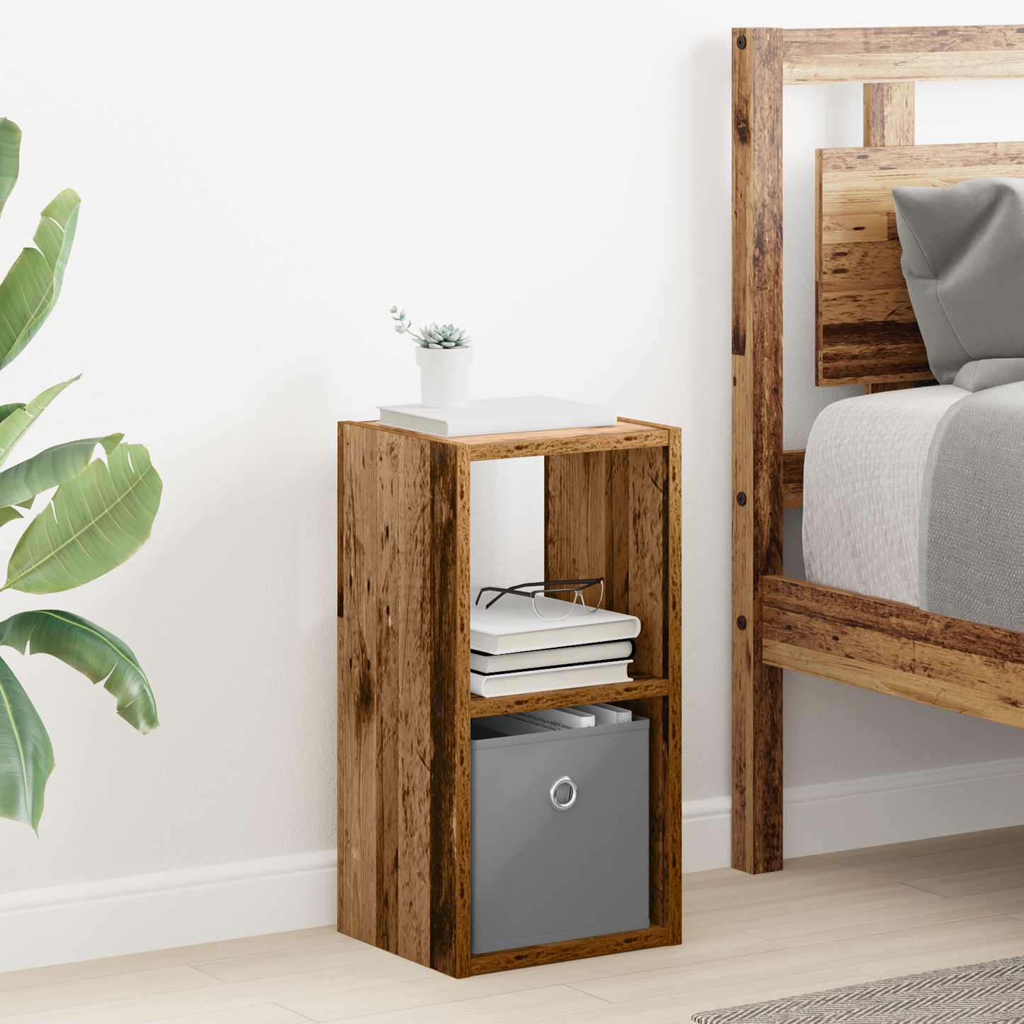 Bedside Table with Drawer 2 pcs Old Wood 25.5 x 22 x 49.5 cm