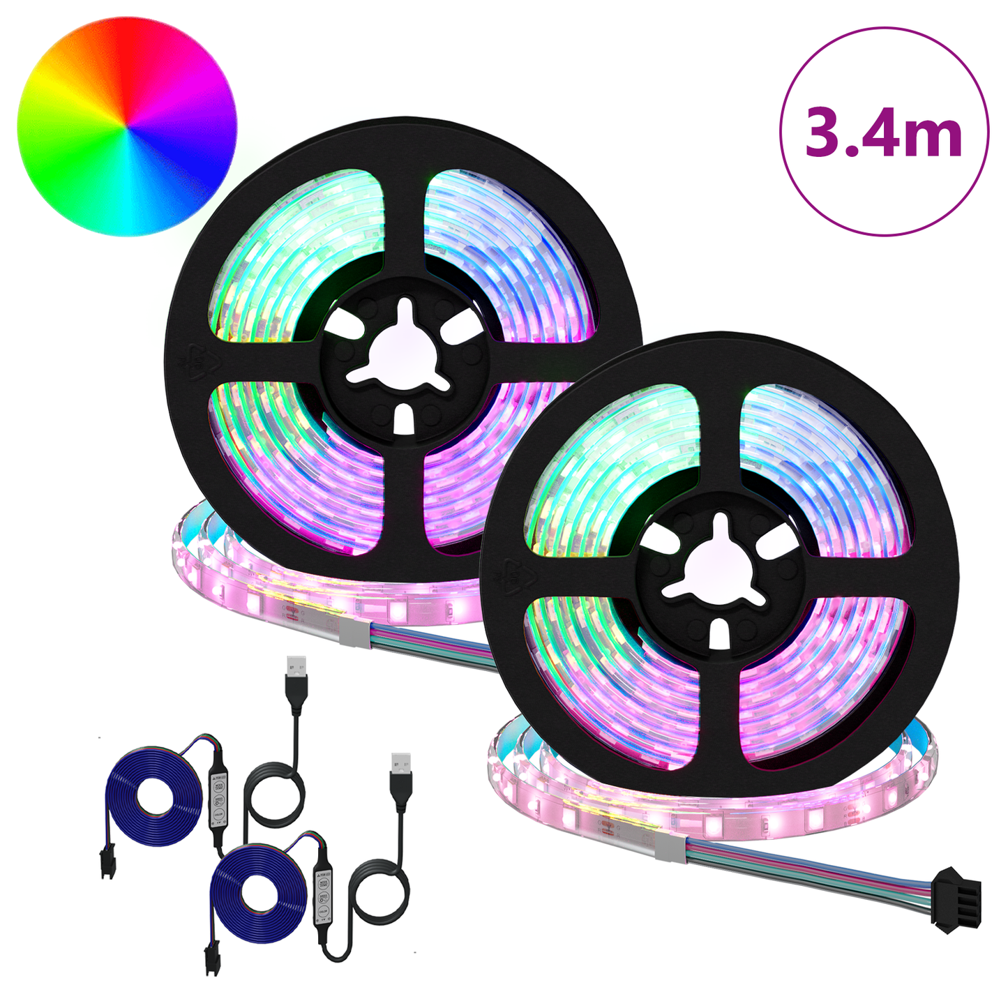 LED Strip 2 pcs Black and Transparent 1700 mm