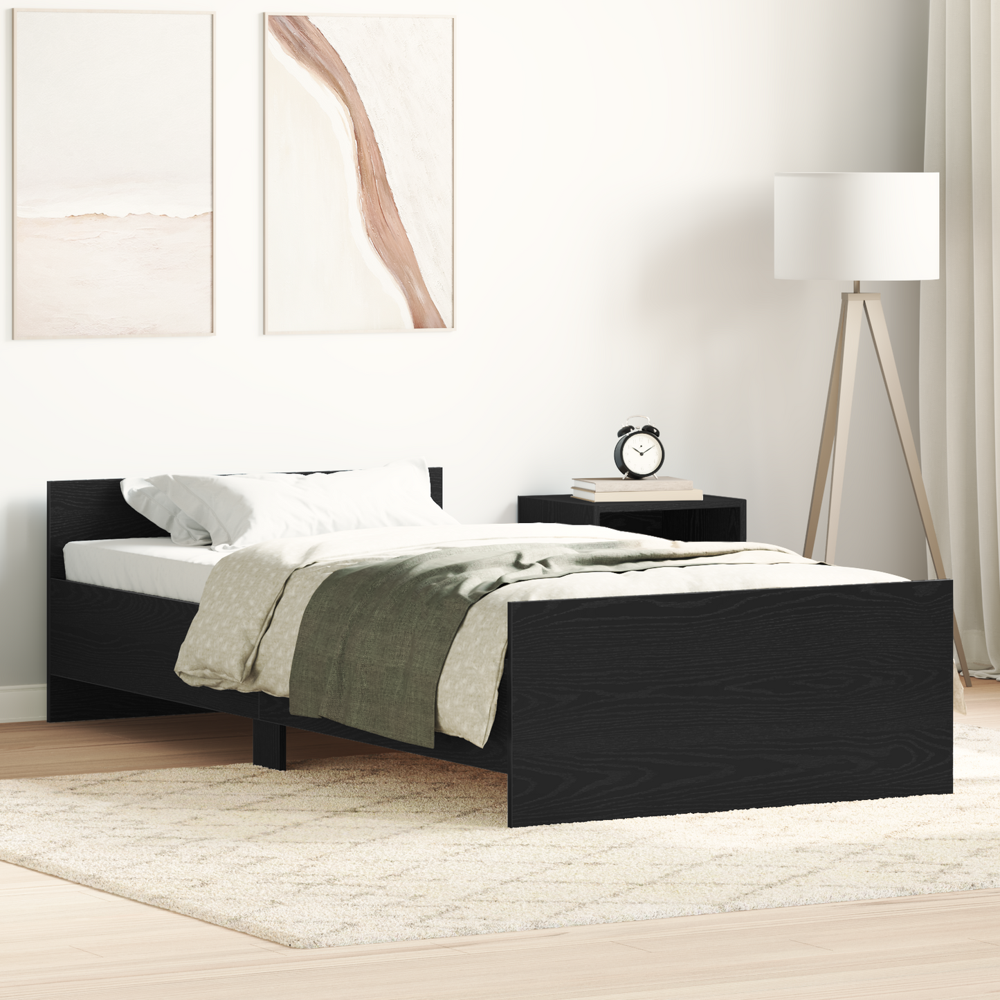 Bed Frame with Headboard Black Oak 80 x 200 cm Engineered Wood