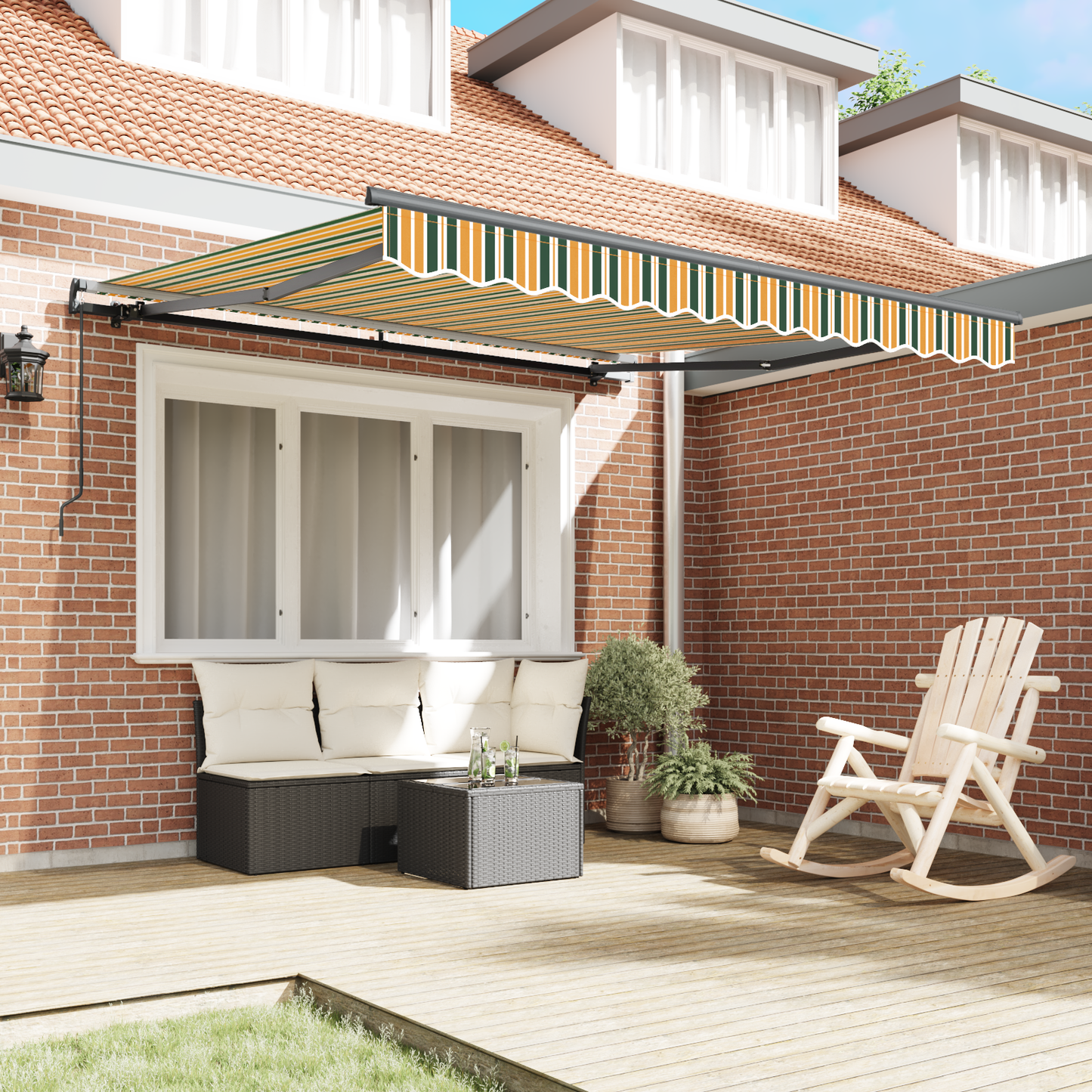Retractable Awning Green and yellow 350 x 250 cm