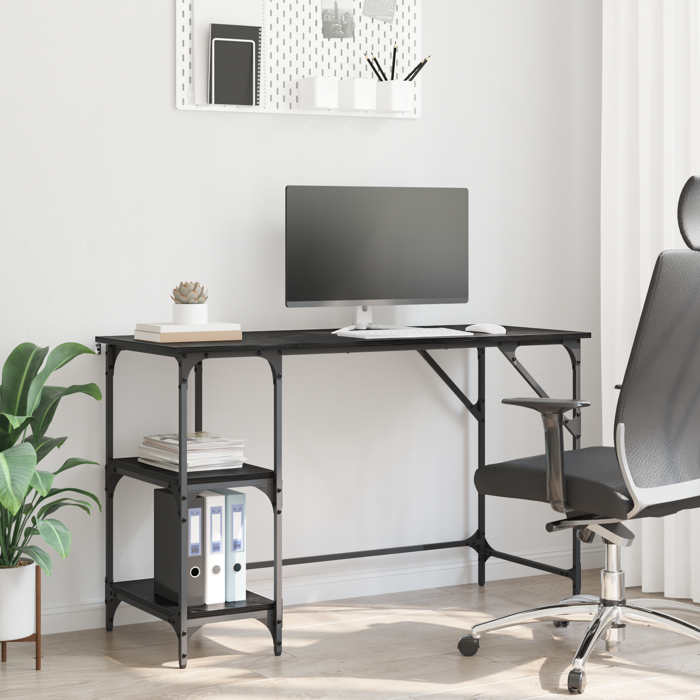 Desk Black Oak 120 x 50 x 75 cm Engineered Wood
