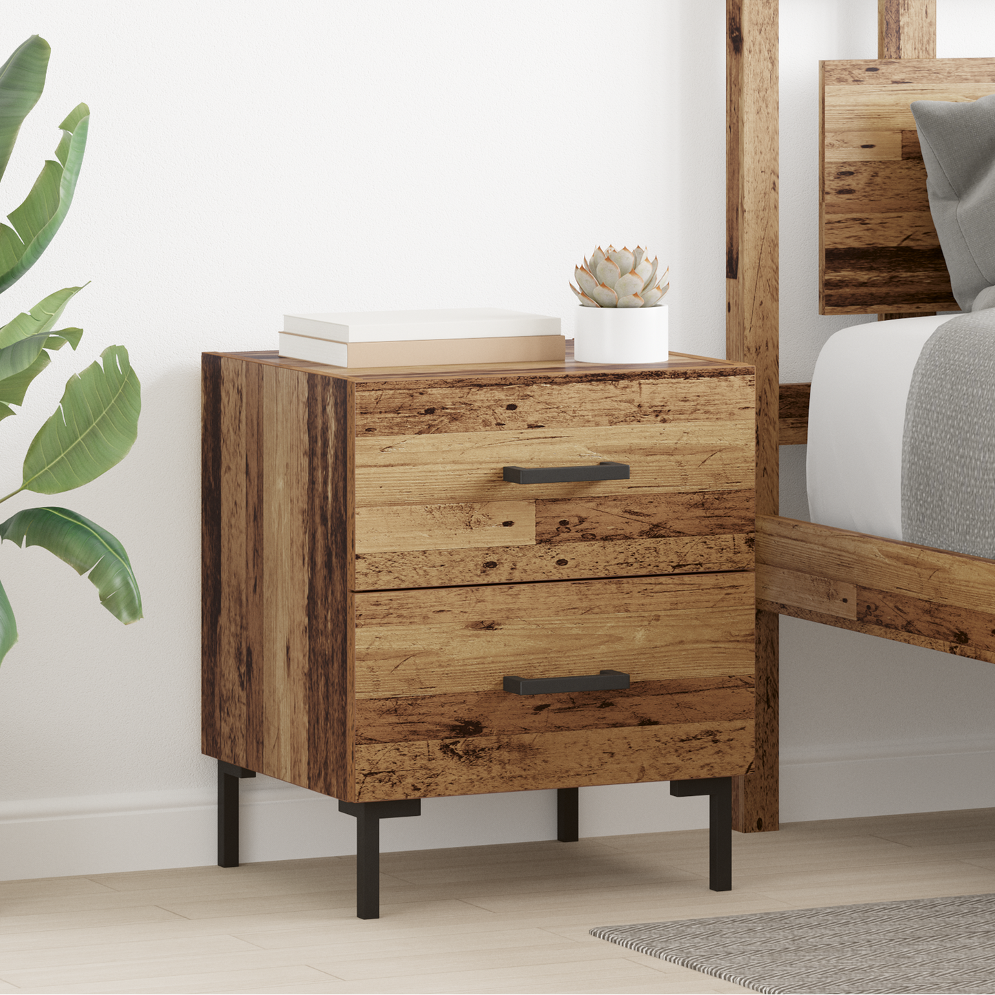 Bedside Cabinet Old Wood 40 x 35 x 47.5 cm Engineered Wood