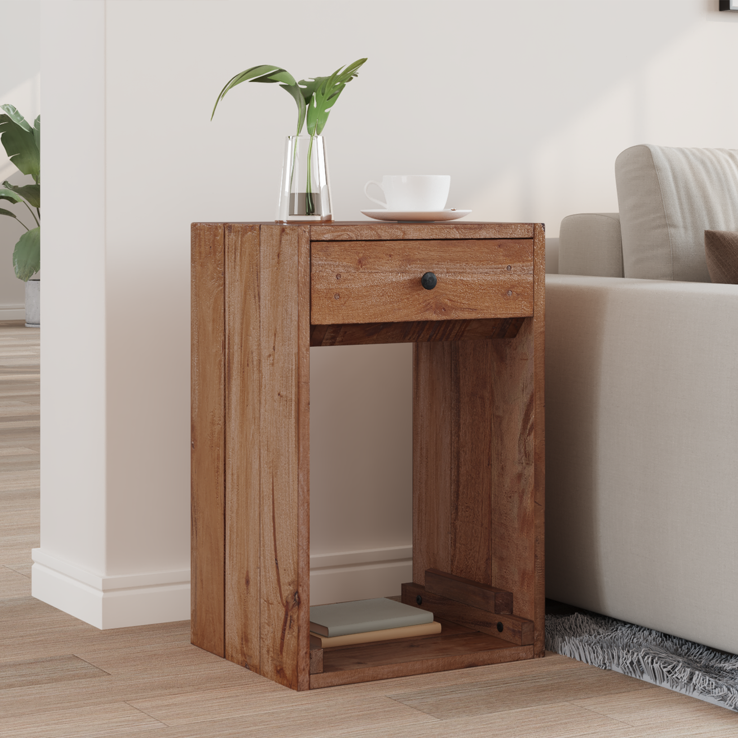 Bedside Table Brown 63 x 30 x 79 cm Solid Mahogany Wood