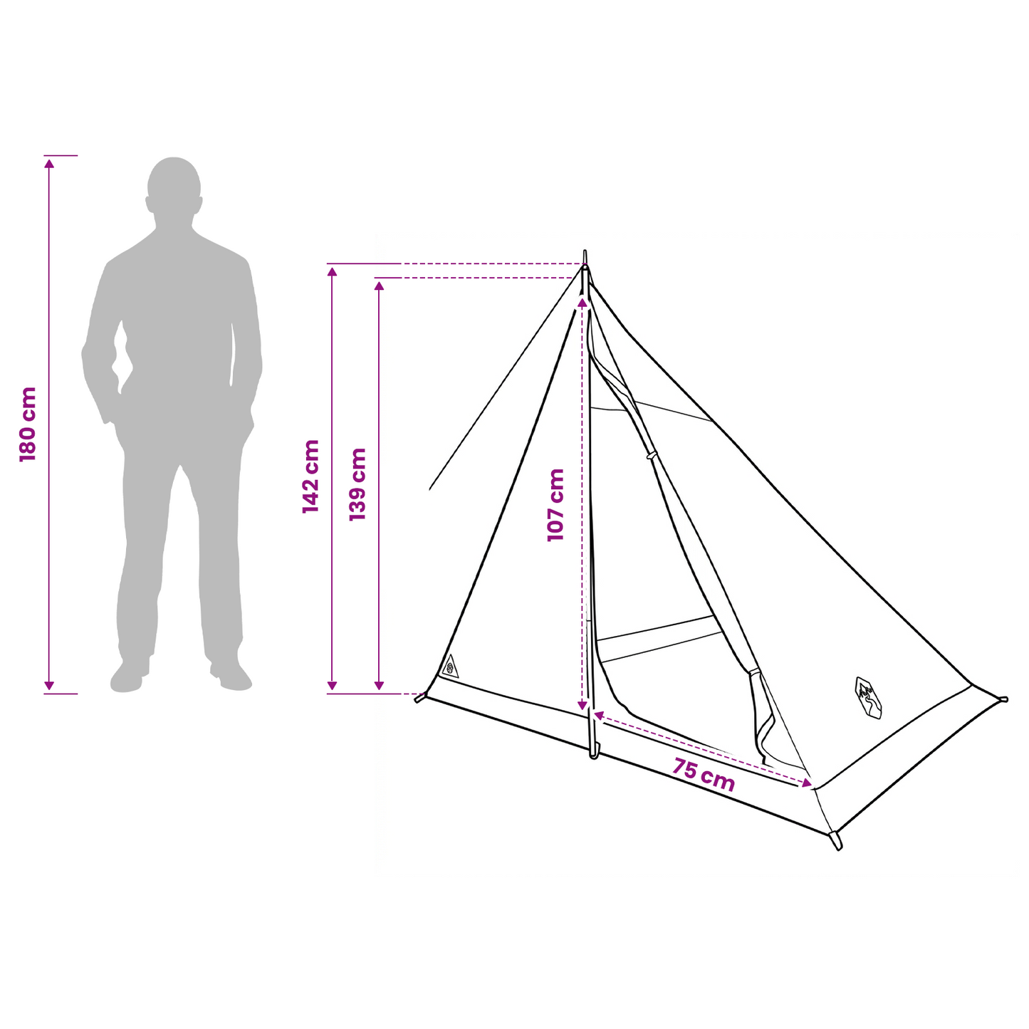 Backpacking Tent Blue 2-Person 185T Polyester with PU Coating