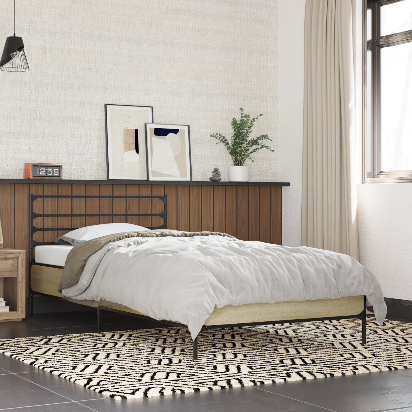 Bed Frame Sonoma Oak 80 x 200 cm Engineered Wood