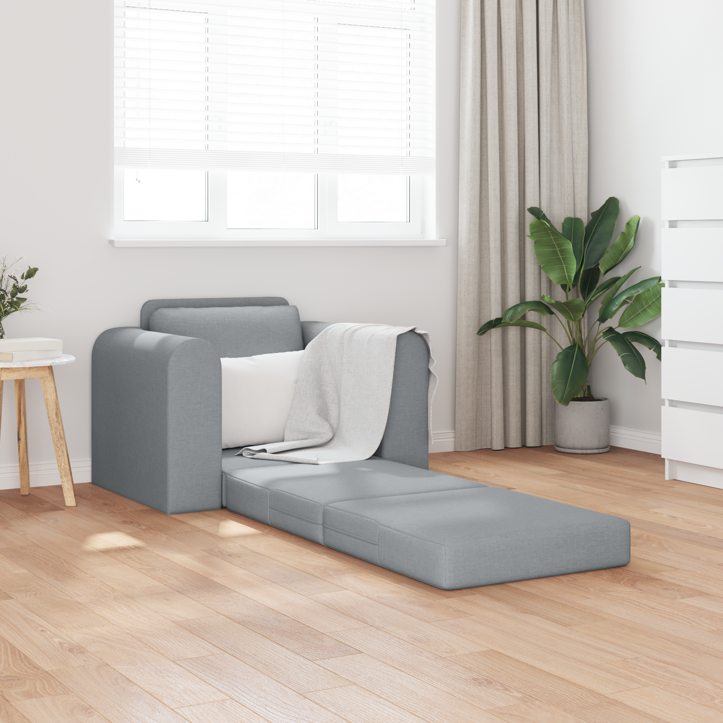 Folding Sofa Bed Light Grey 98 x 71 x 83 cm Fabric