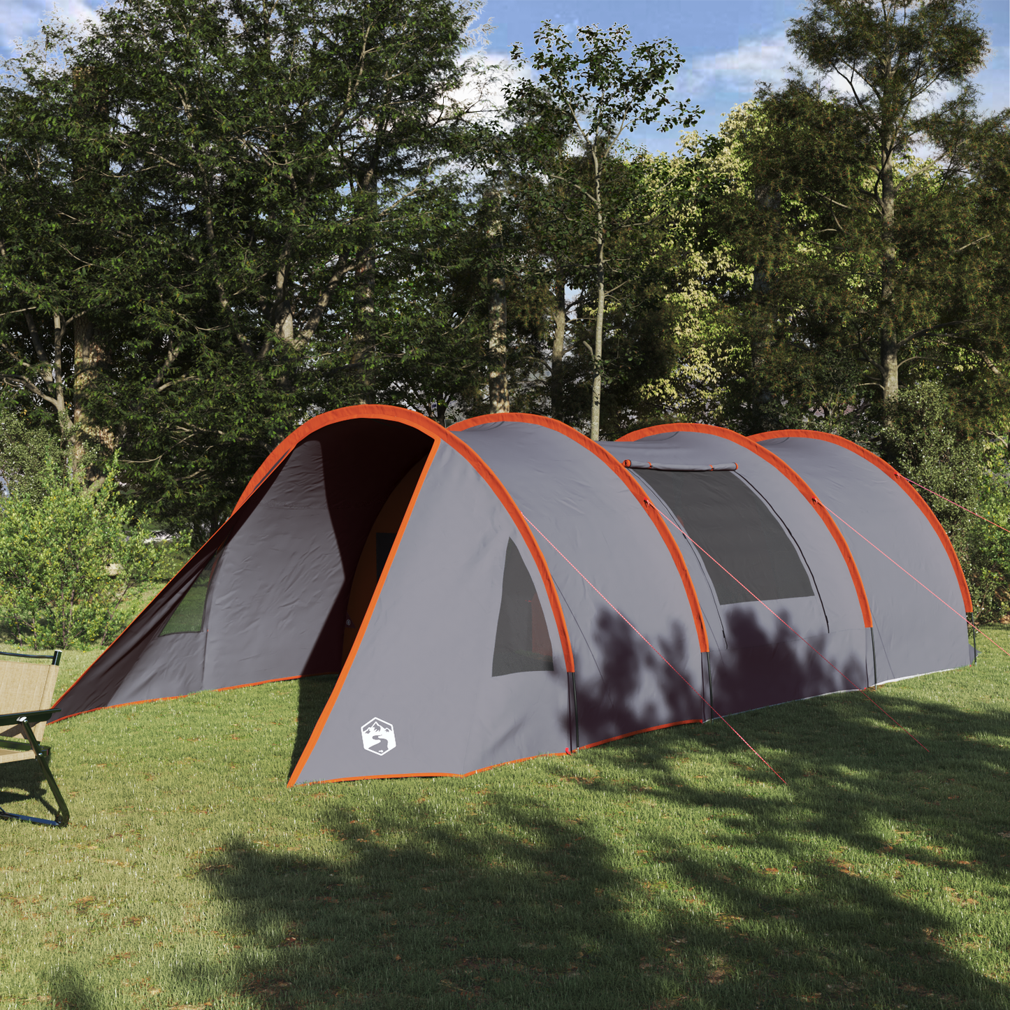 Tunnel Tent 4-Person Grey and Orange 778 x 356 x 210 cm