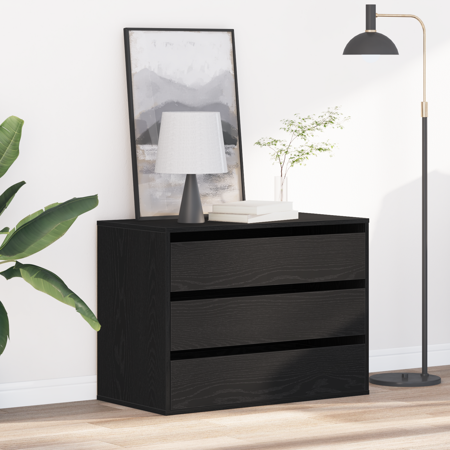 Drawer Cabinet Black 80 x 41 x 58 cm Engineered Wood