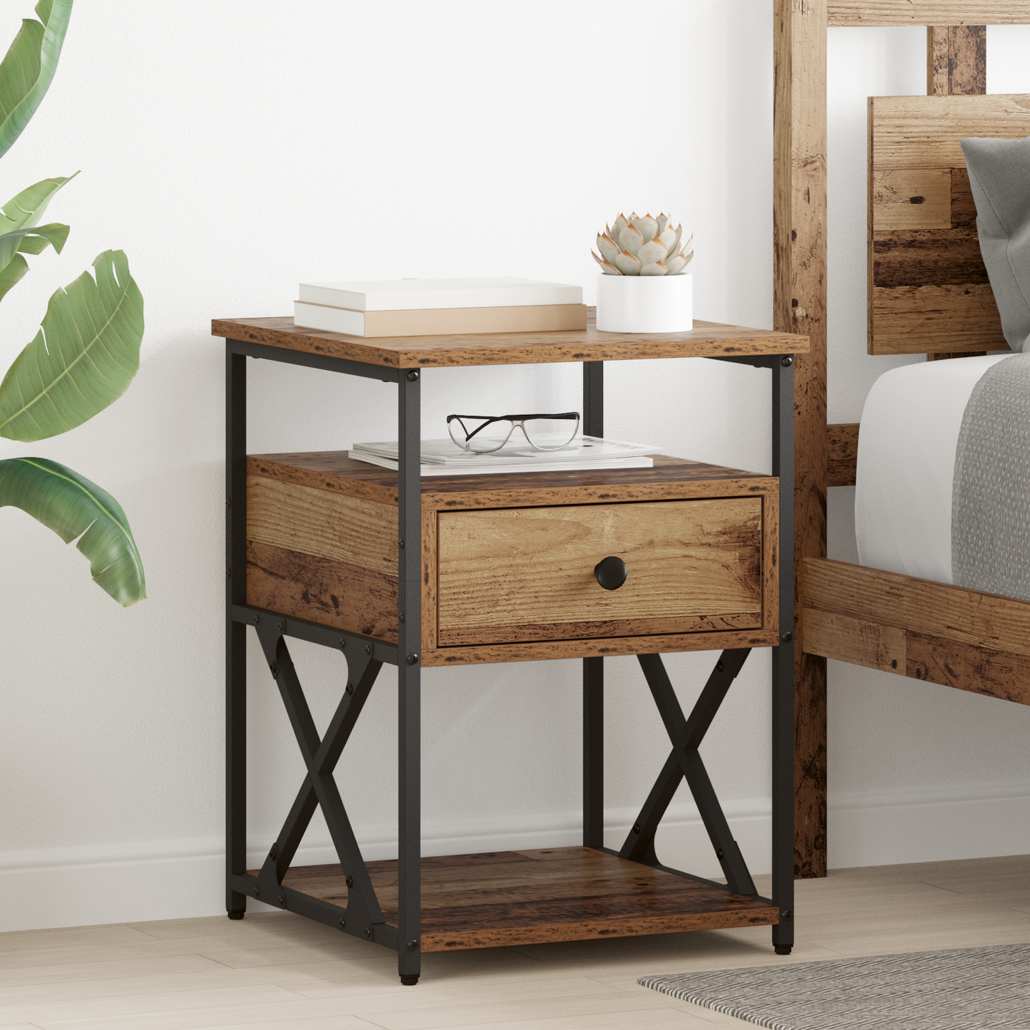 Bedside Cabinet 2 pcs Old Wood 40 x 42 x 55 cm Engineered Wood
