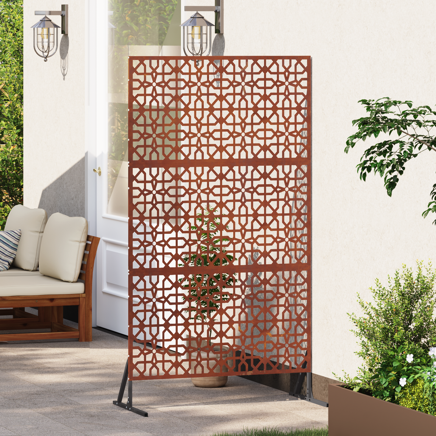 Privacy Screen 100 x 50 x 180 cm Weathering Steel Rusty