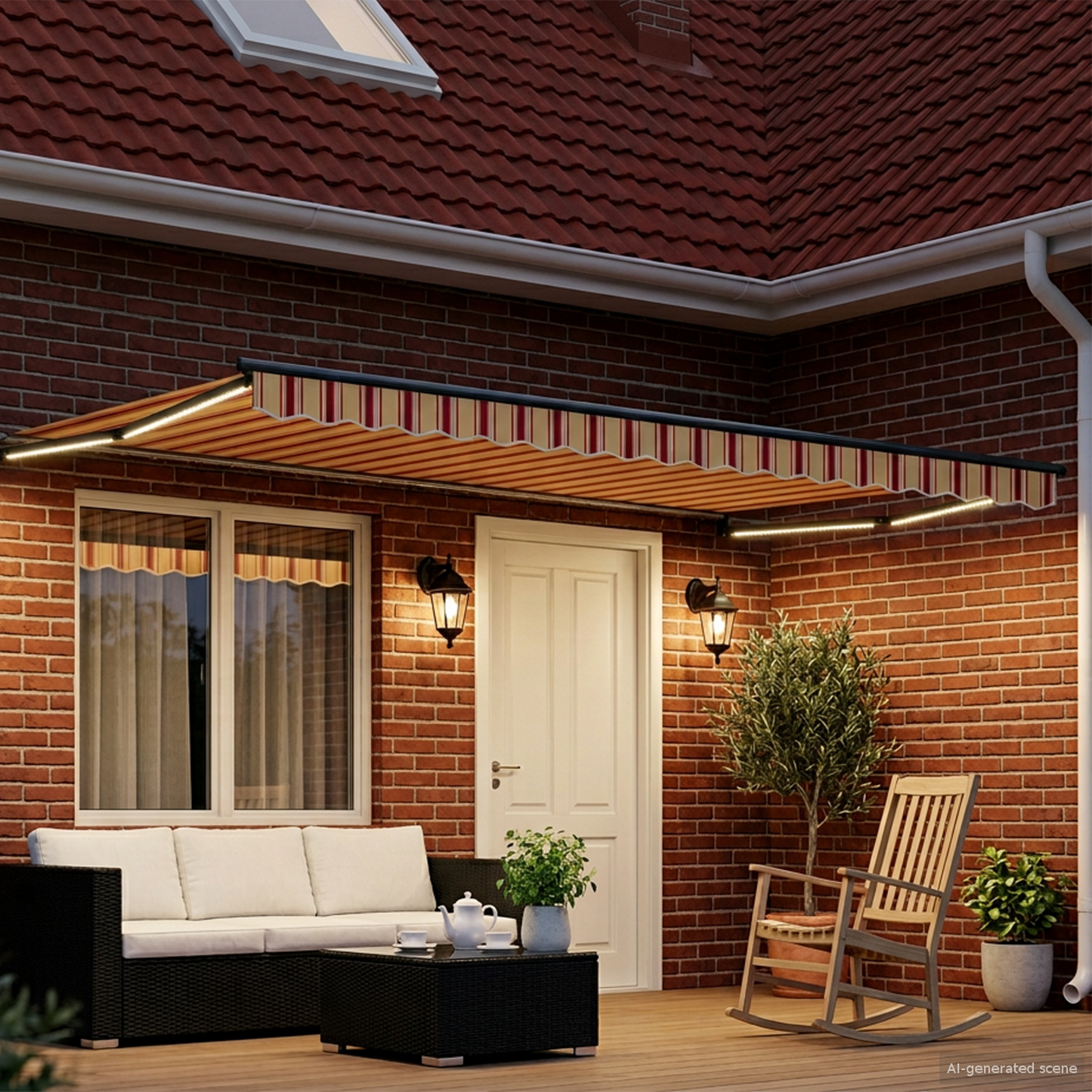 Manual Retractable Awning with LEDs Multicolour 4.5 x 3 m