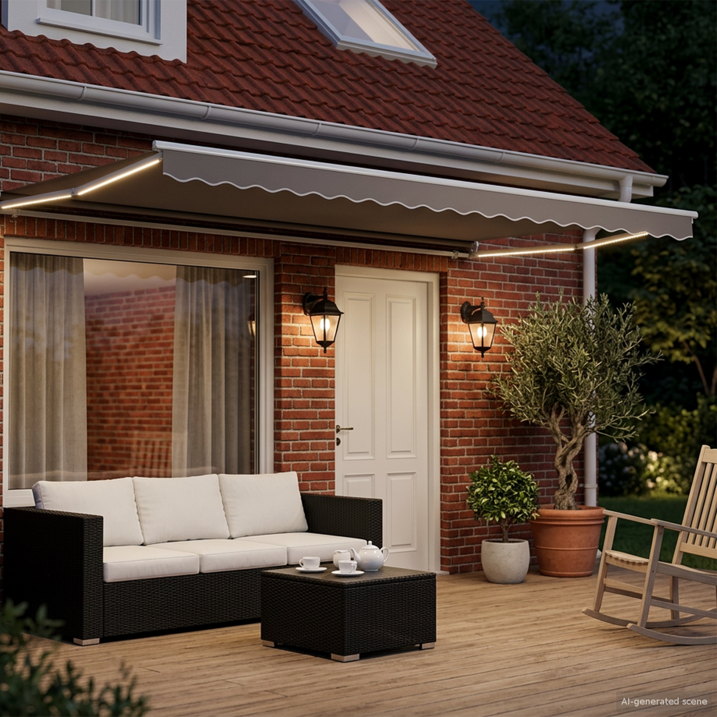 Electric Retractable Awning Frame White 5 x 3 m Aluminium