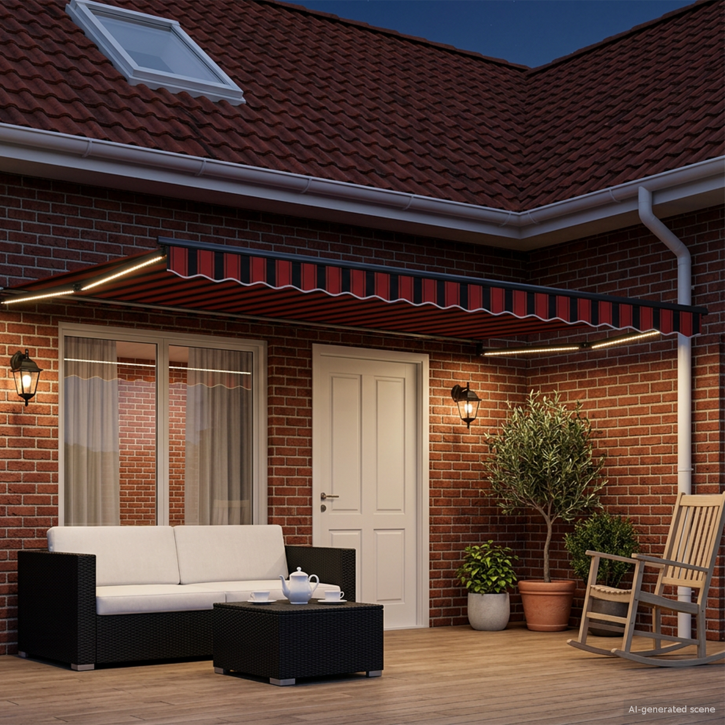 Manual Retractable Awning with LEDs 4 x 3 m
