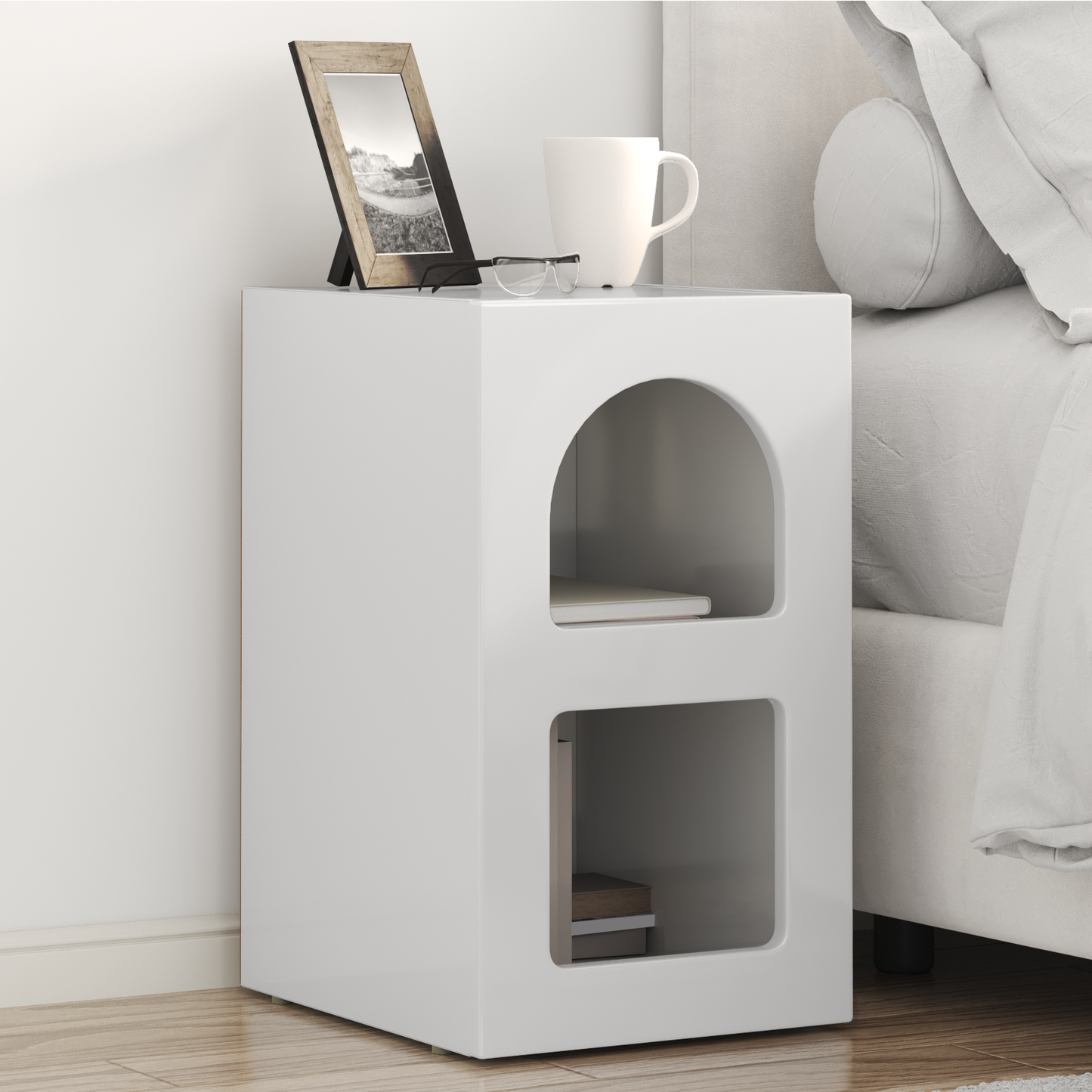 Bedside Table 2 pcs High Gloss White 29.5 x 33.5 x 50 cm