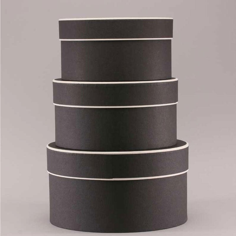Black Round Hat Boxes Set of 3