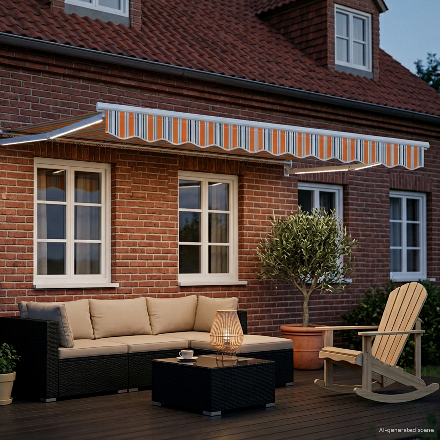 Manual Retractable Awning with LEDs 3 x 2.5 m