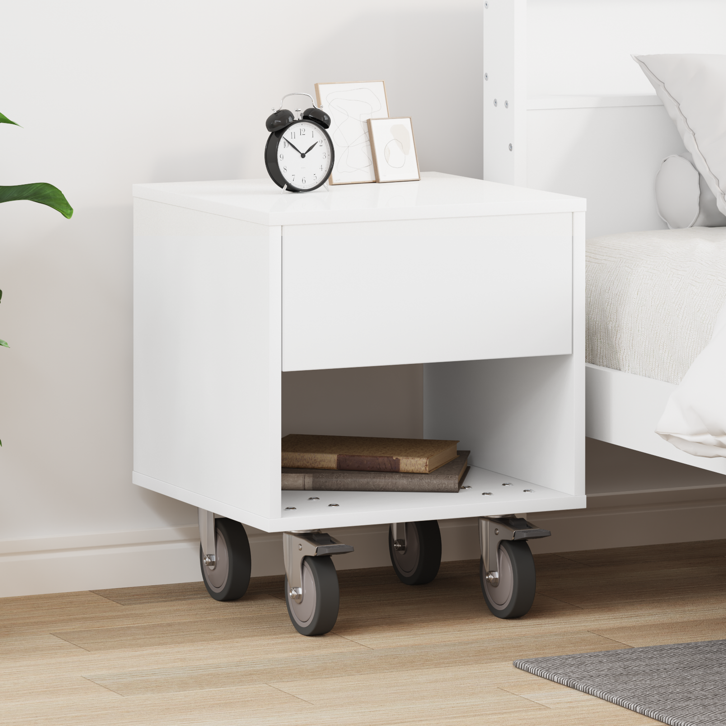 Bedside Table White 40.5 x 40 x 48 cm Engineered Wood