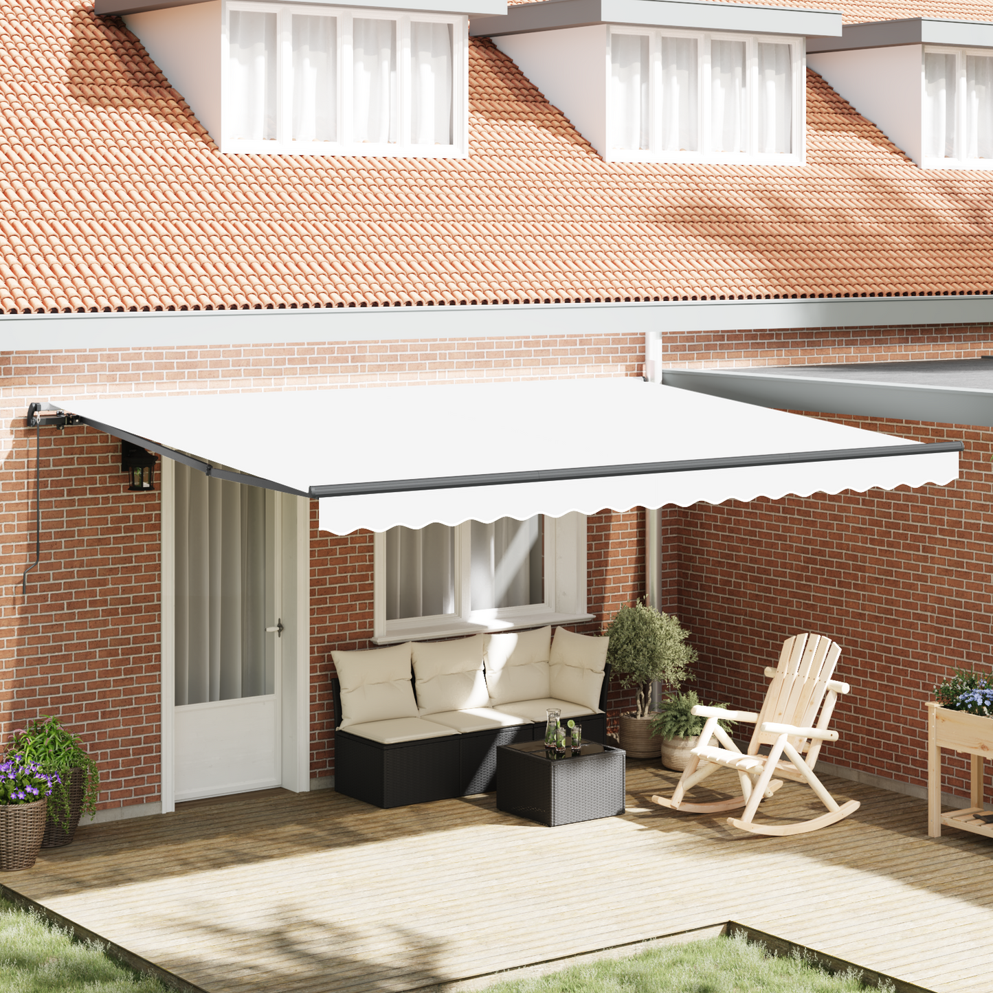 Retractable Awning White 450 x 350 cm Polyester and Aluminium