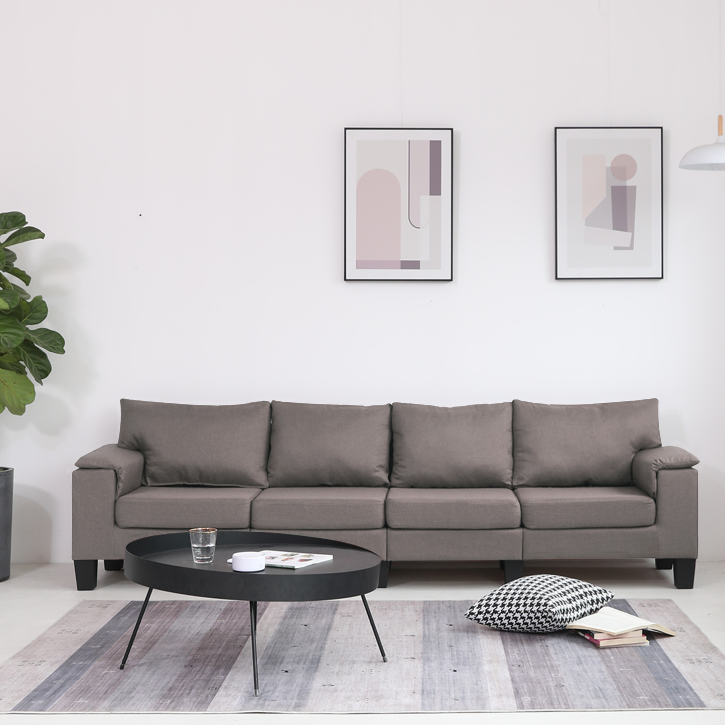Sofa Taupe 4-Seater Fabric