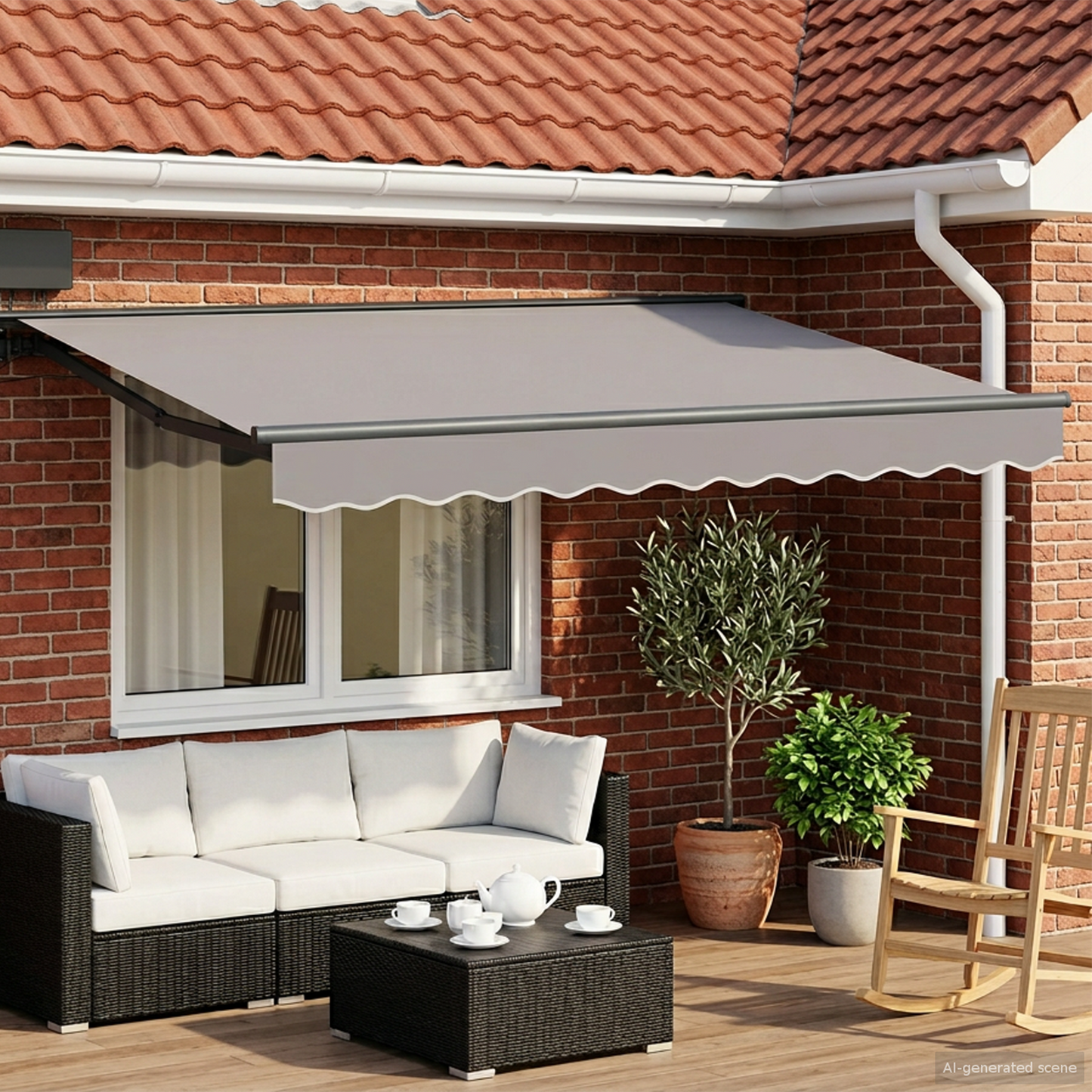 Electric Retractable Awning Frame Anthracite 3.5 x 2 m Steel