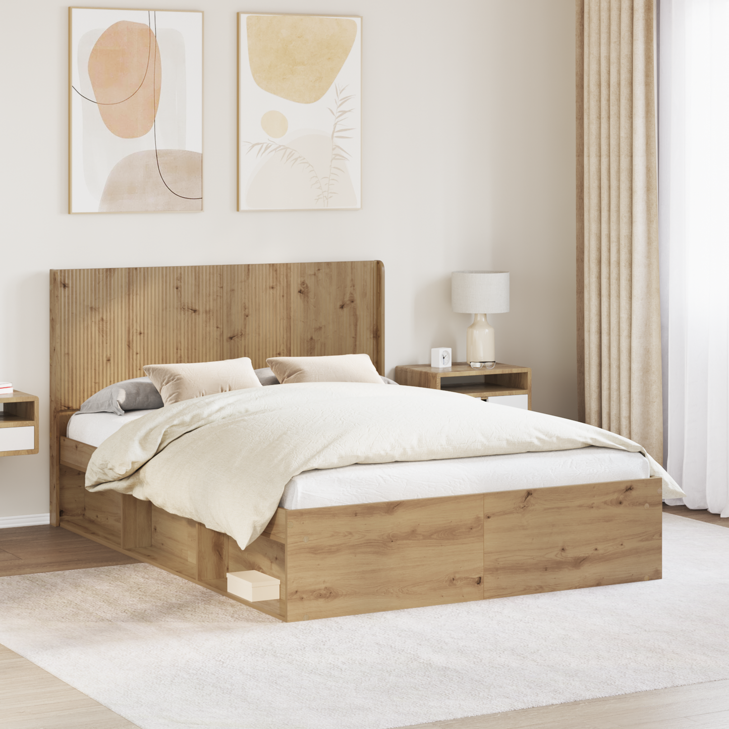 Bed Frame with Storage and Headboard 3 pcs Engineered Wood