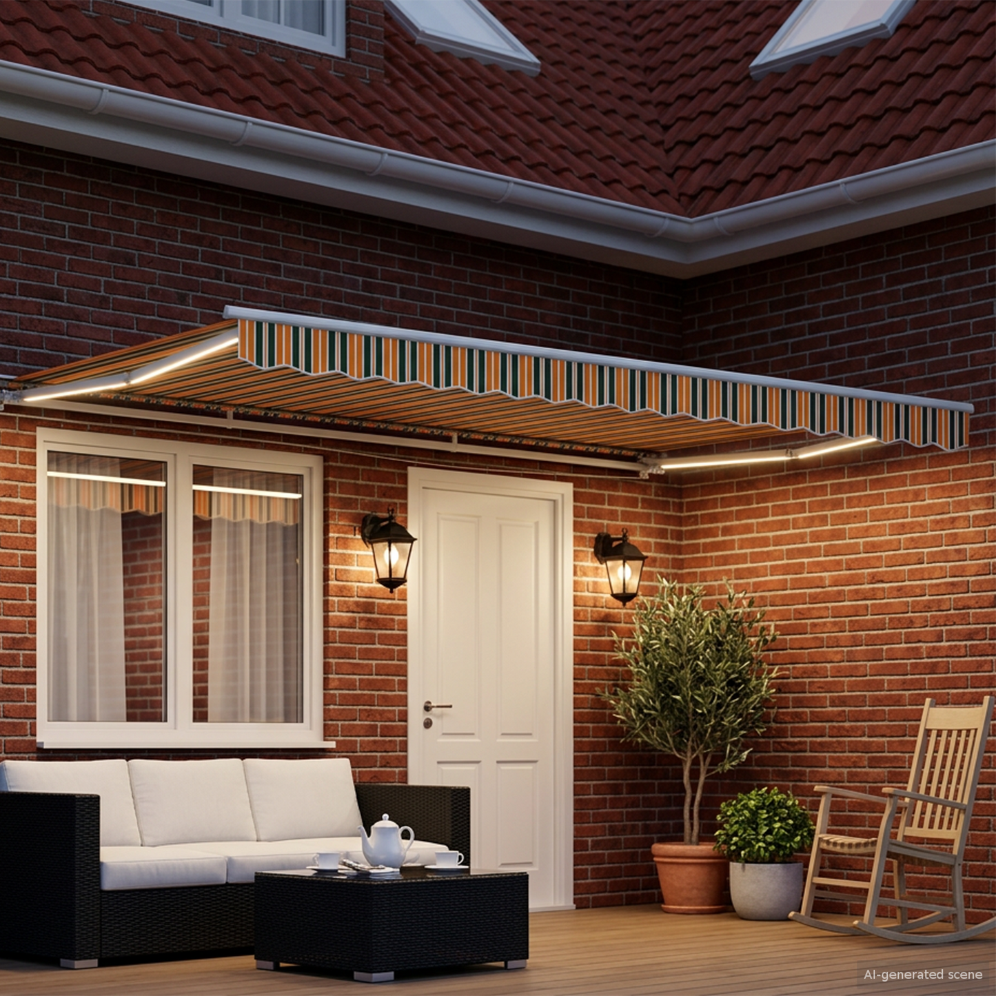 Manual Awning Frame with LEDs 4.5 x 3.5 m