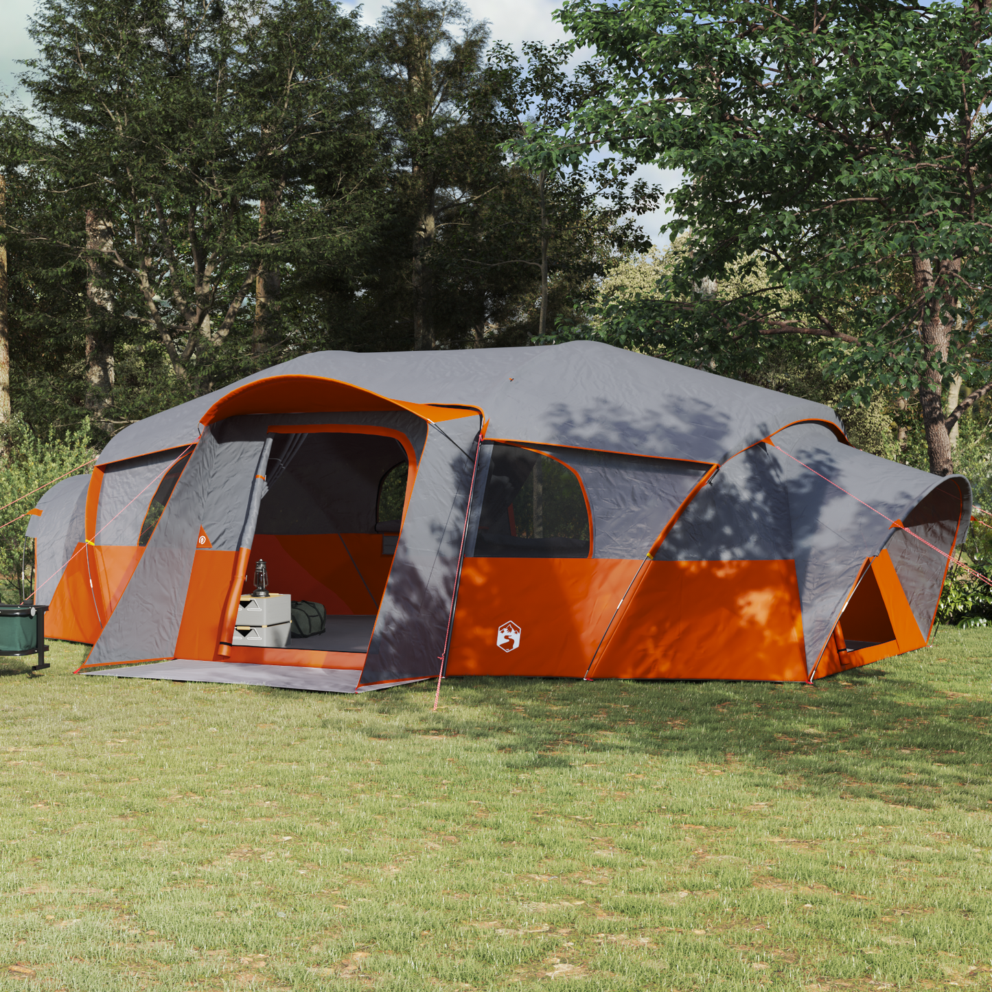 Family Tent with Rainfly Water-resistant tunnel Grey and Orange