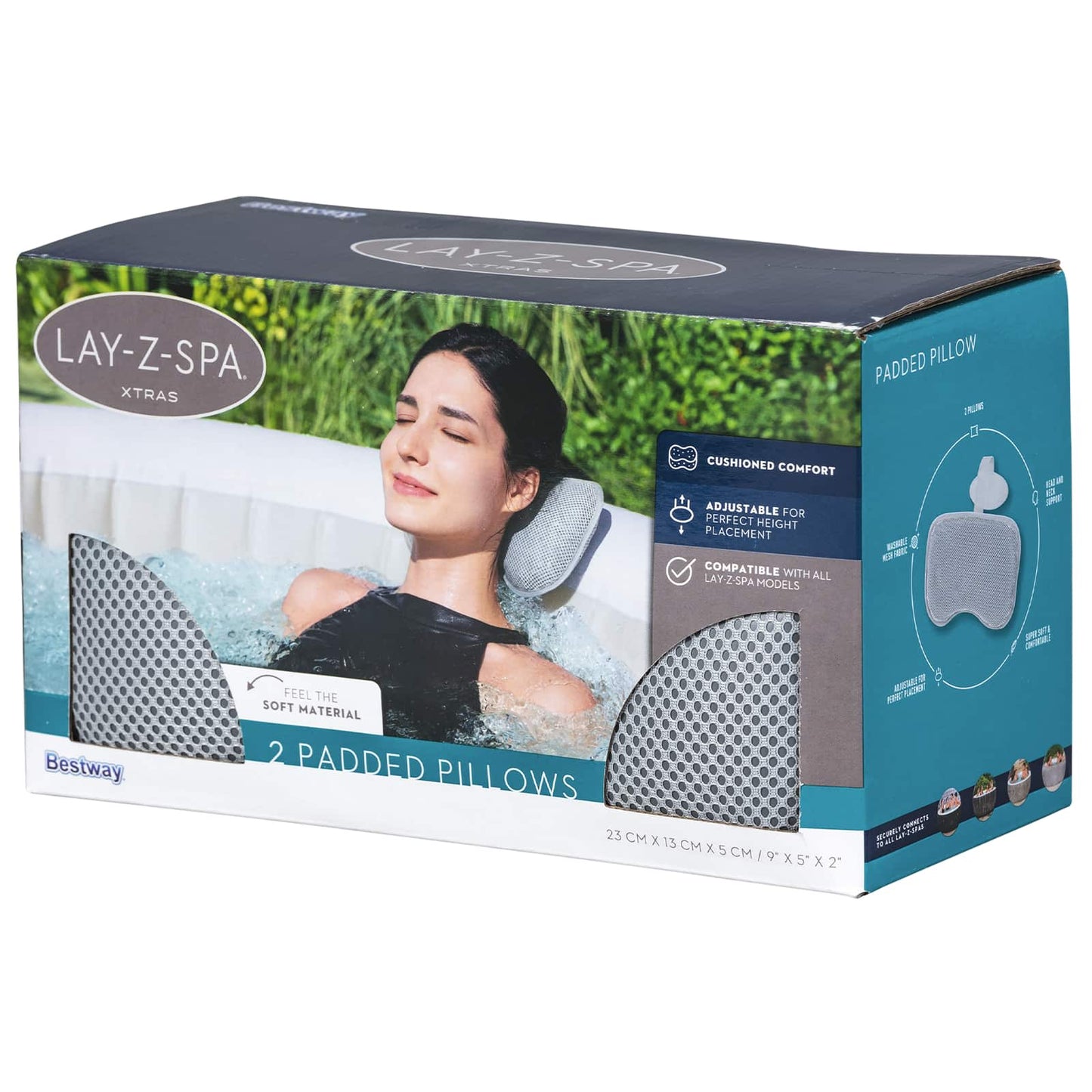 Spa Bath Pillow 2 pcs Steel and PVC Grey