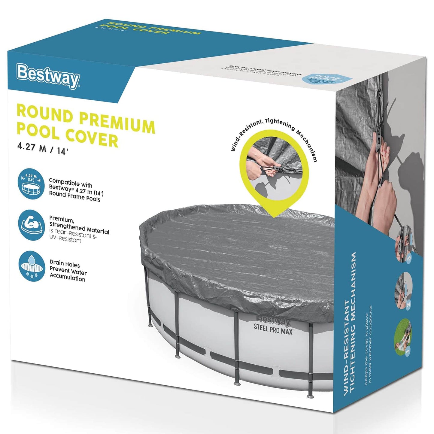 Pool Cover Ø4.27 m Round Polyester Grey