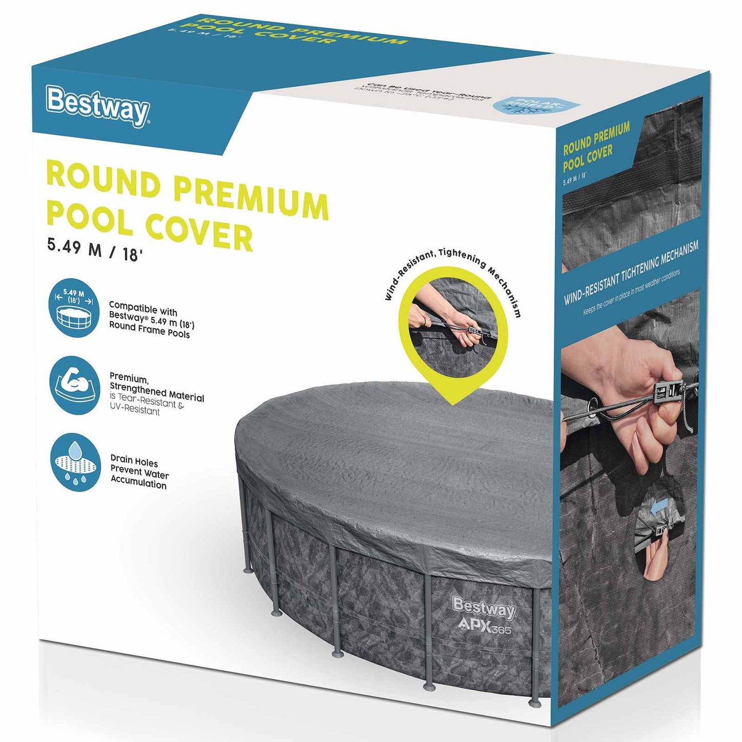 Pool Cover Ø5.49 m Round Polyester Grey