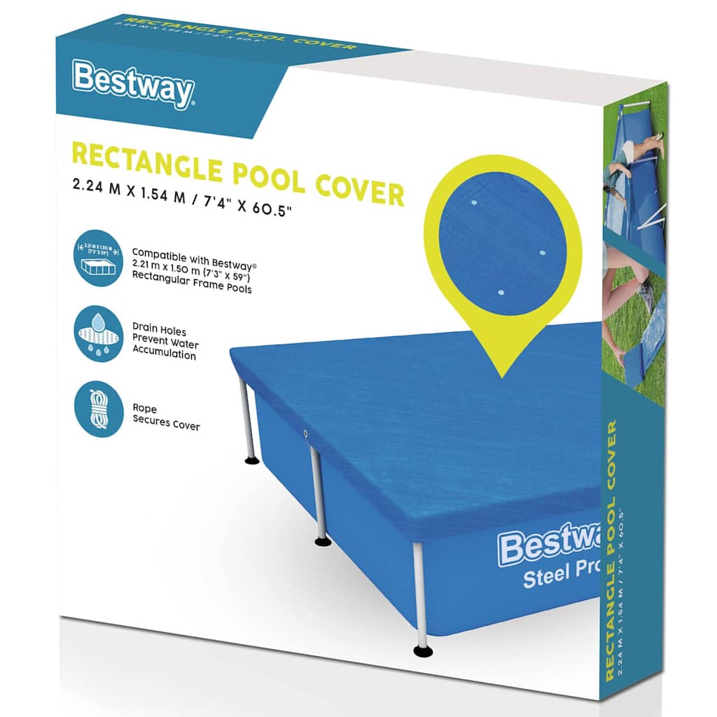 92076 Bestway Pool Cover "Flowclear" 221x150 cm