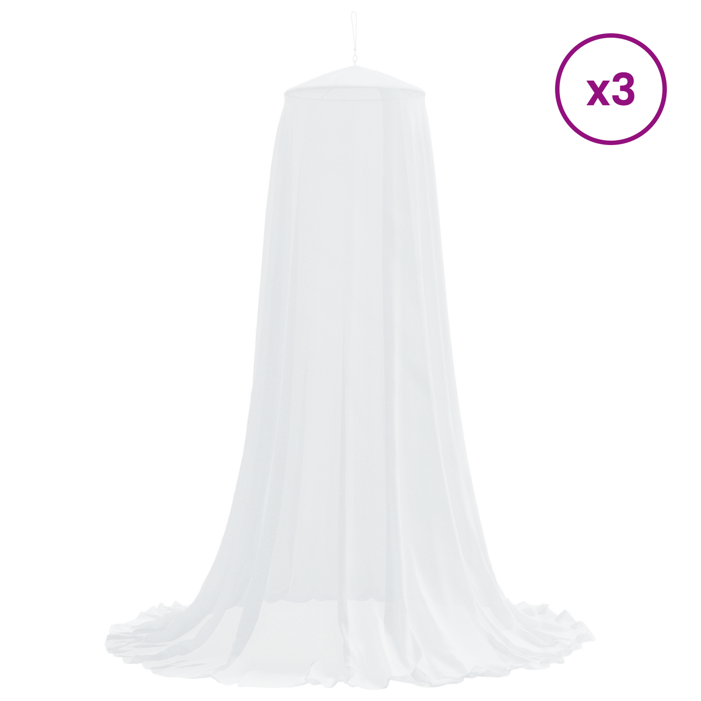 Mosquito Net for Bed 3 pcs 156 mesh White ⌀56 x 220 cm