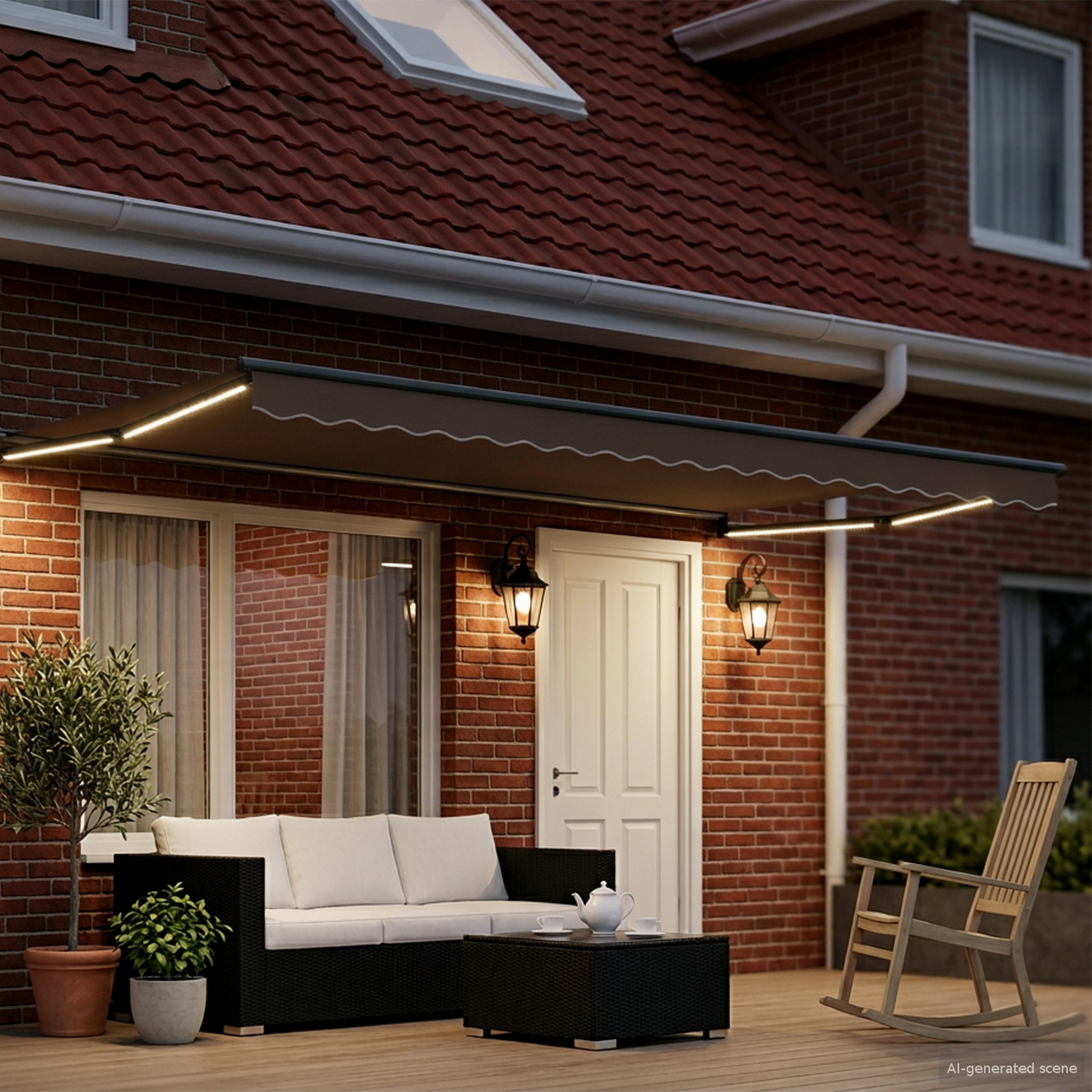 Electric Retractable Awning Frame Anthracite 4 x 3 m Aluminium