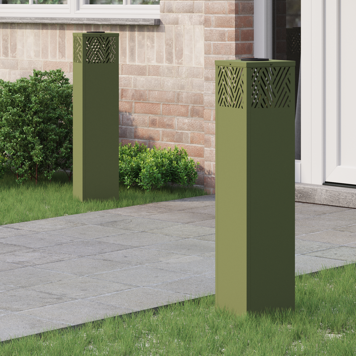 Solar LED Pathway Light 2 pcs Olive Green Cold Rolled Steel