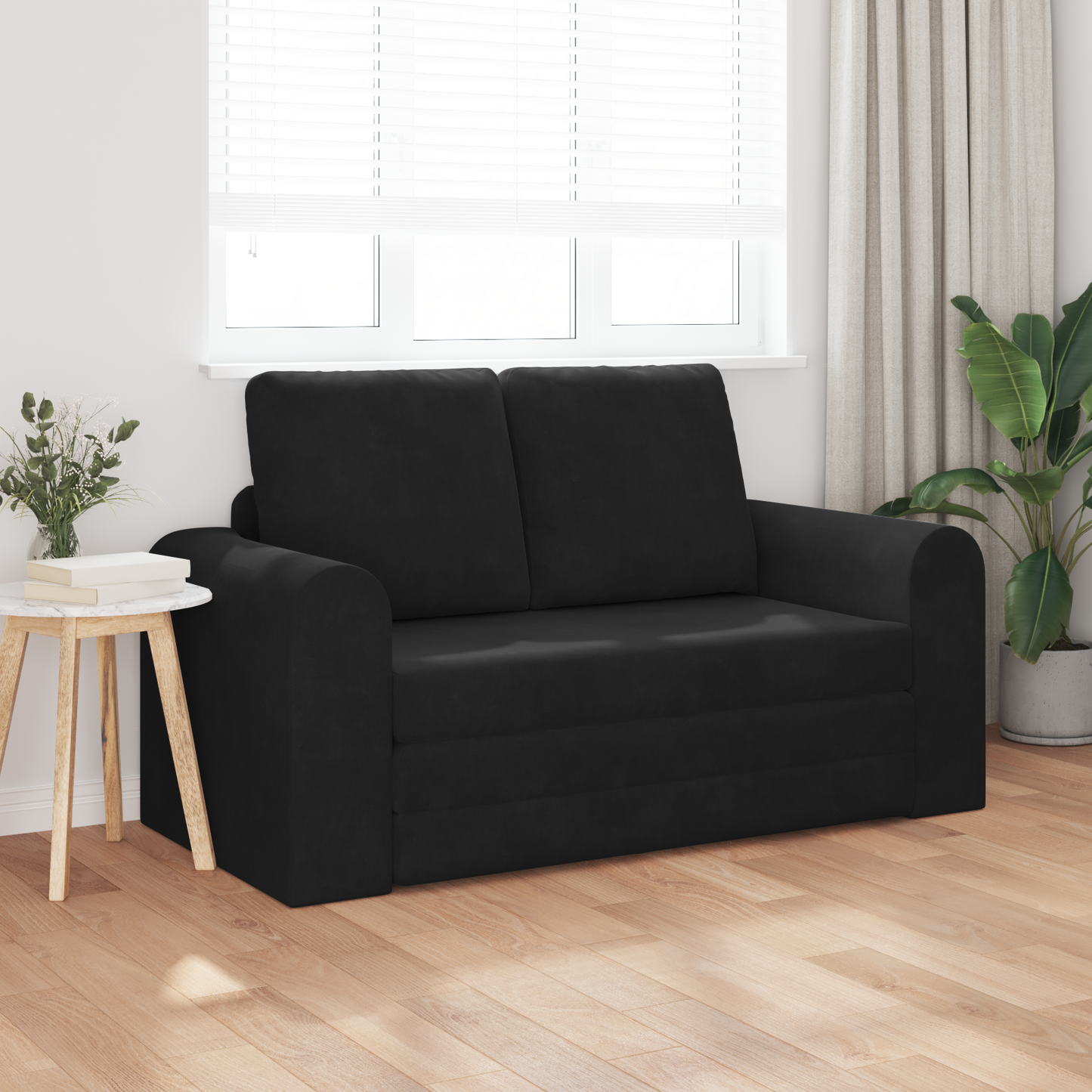 Folding Sofa Bed Black 148 x 71 x 83 cm Velvet