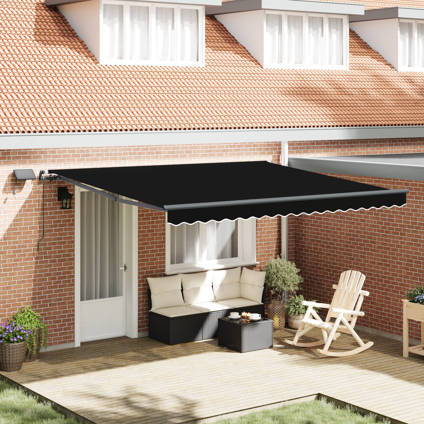Retractable Awning Black 400 x 300 cm Fabric and Aluminium