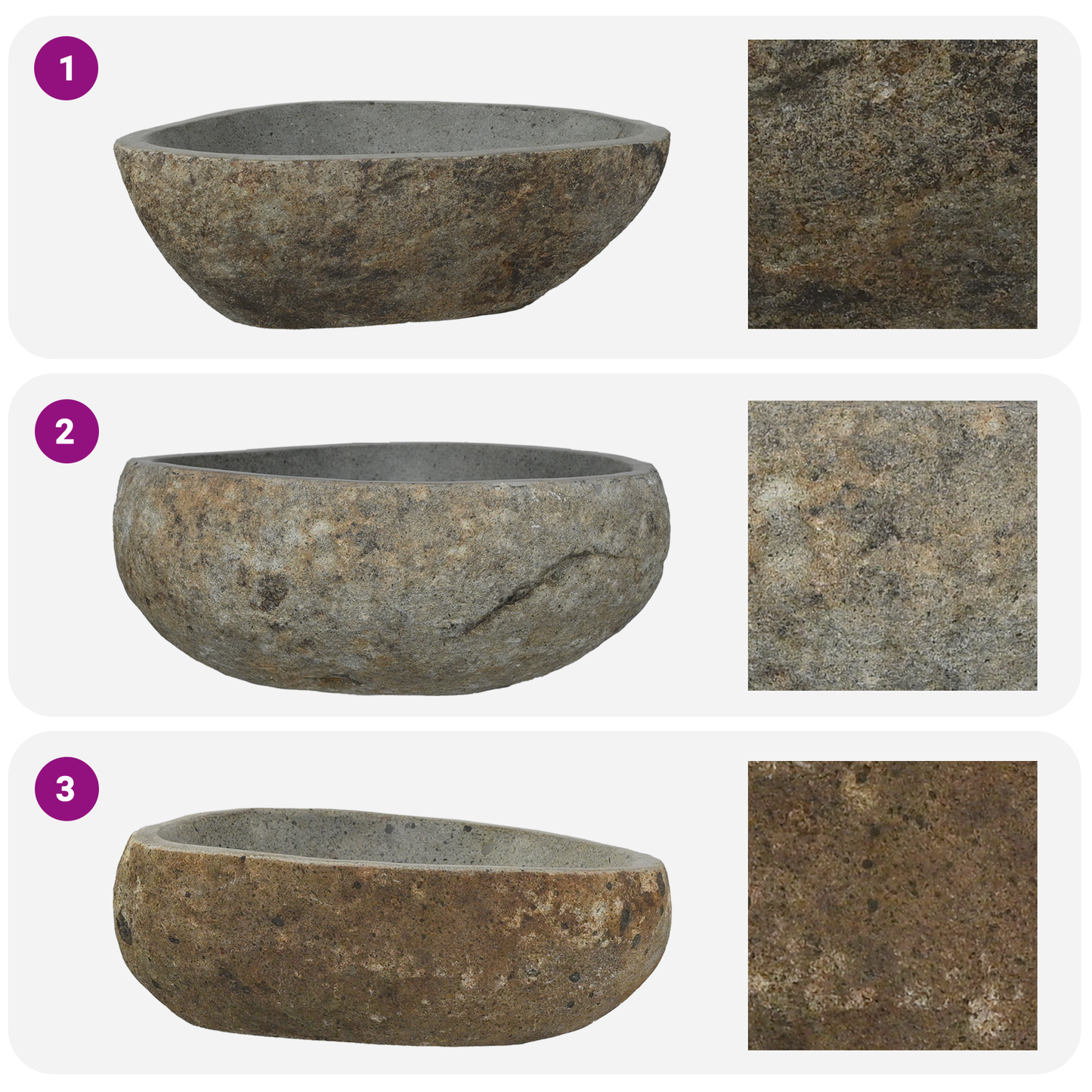 Riverstone basin Light Grey (30-37) x (25-30) x 12 cm