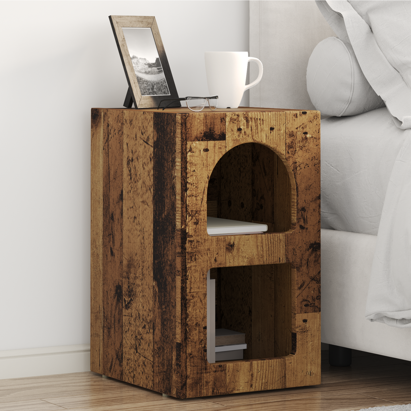 Bedside Table ELST Old Wood 29.5 x 33.5 x 50 cm Engineered Wood