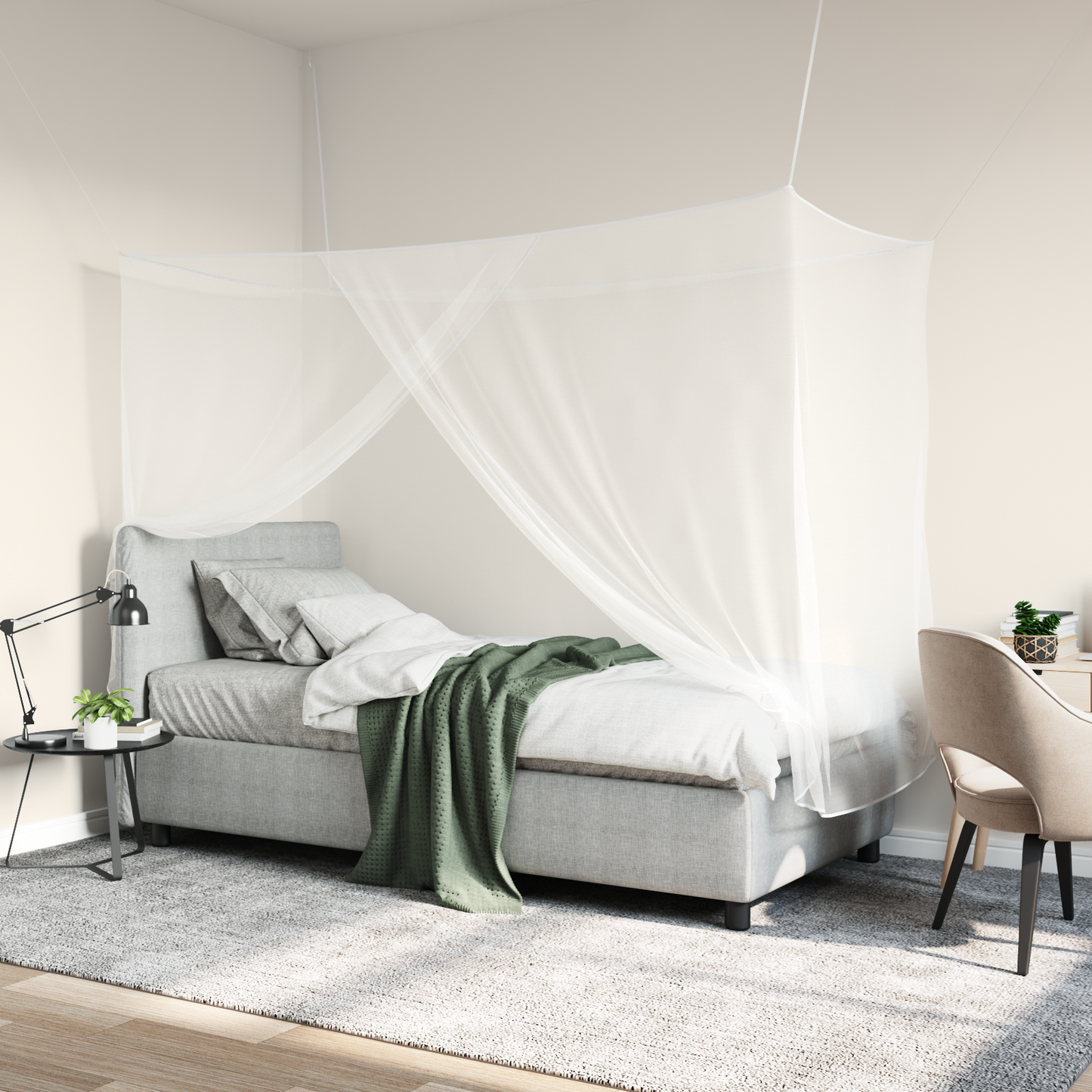 Mosquito Net for Bed 156 Mesh 3 pcs White Polyester