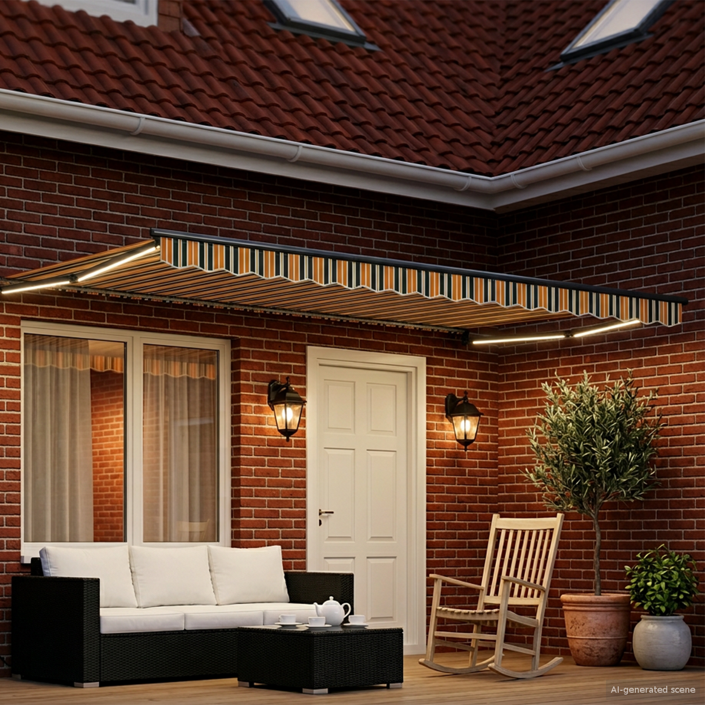Manual Retractable Awning with LEDs 5 x 3 m