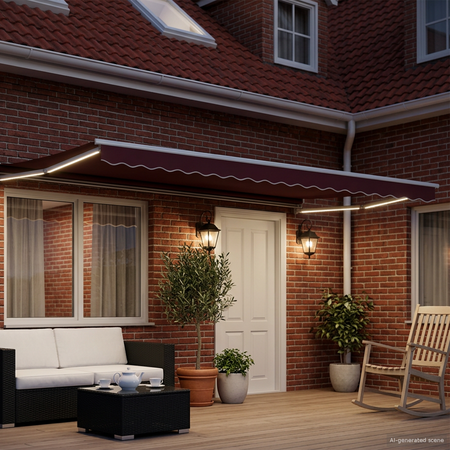 Manual Retractable Awning with LEDs 4.5 x 3 m