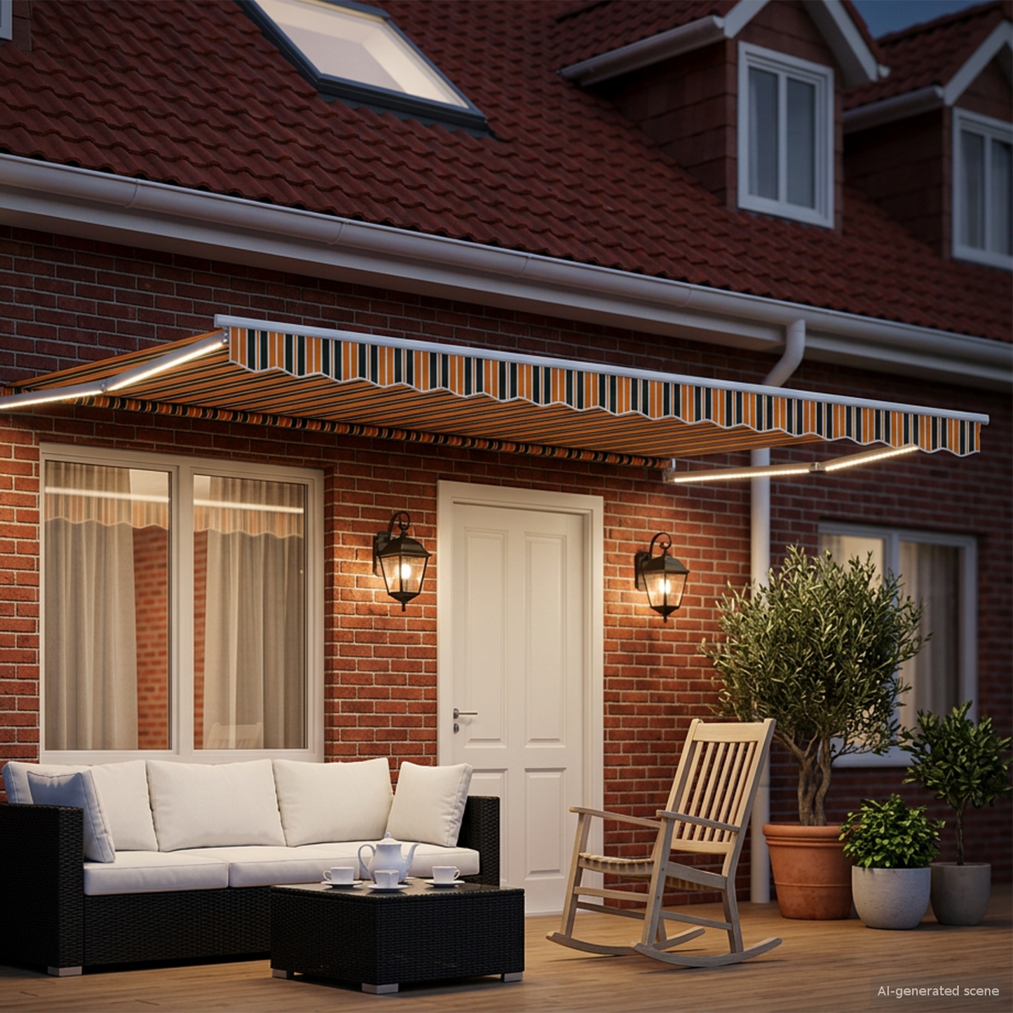 Manual Retractable Awning with LEDs 5 x 3 m