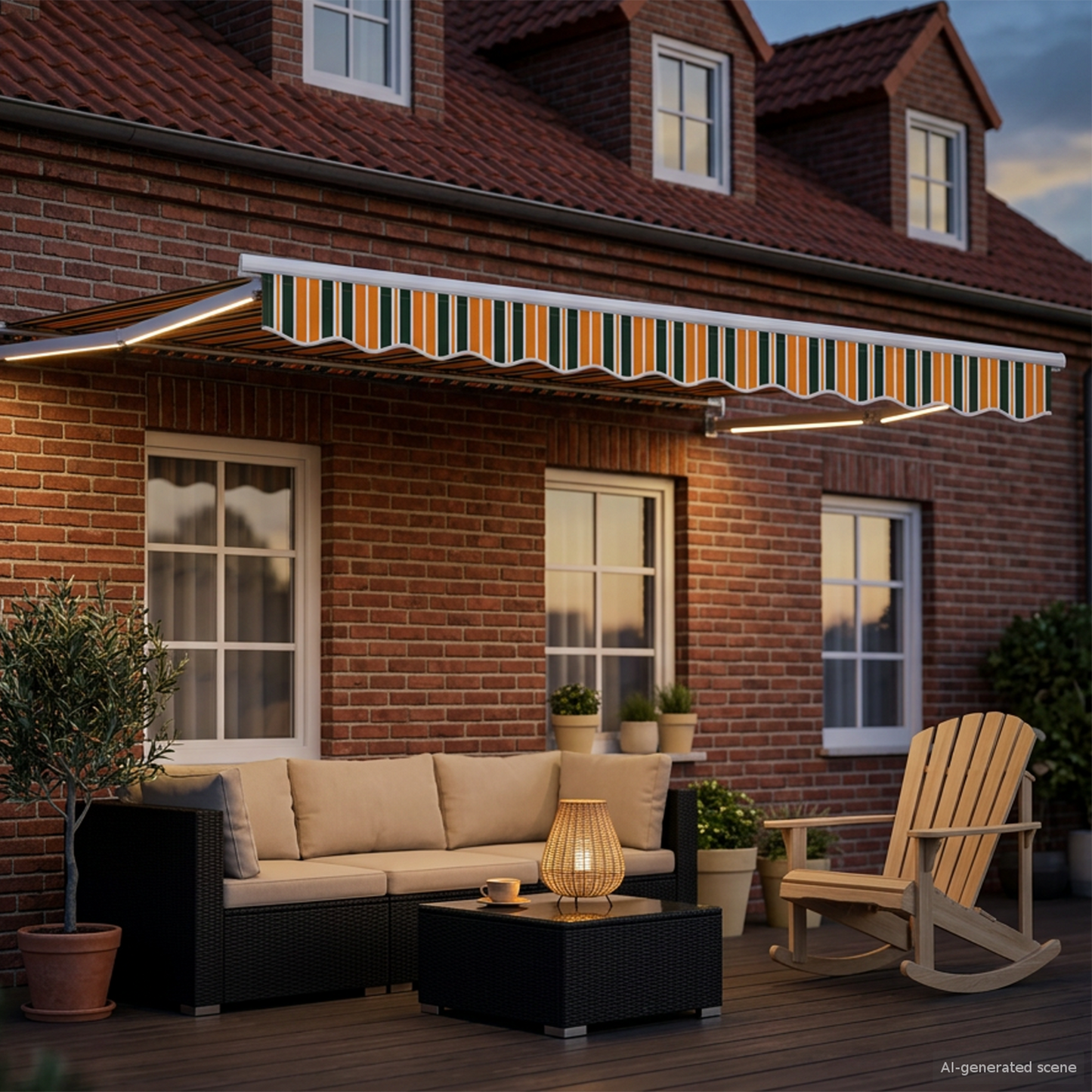 Manual Retractable Awning with LEDs 3.5 x 2.5 m